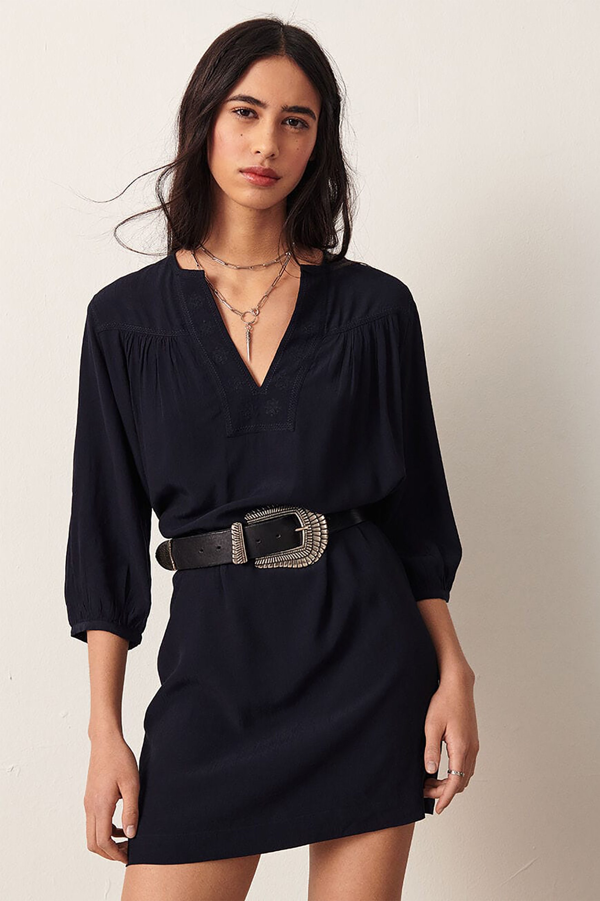 ba&sh γυαικείο mini φόρεμα μονόχρωμο με μανίκι 3/4 "Tilda"