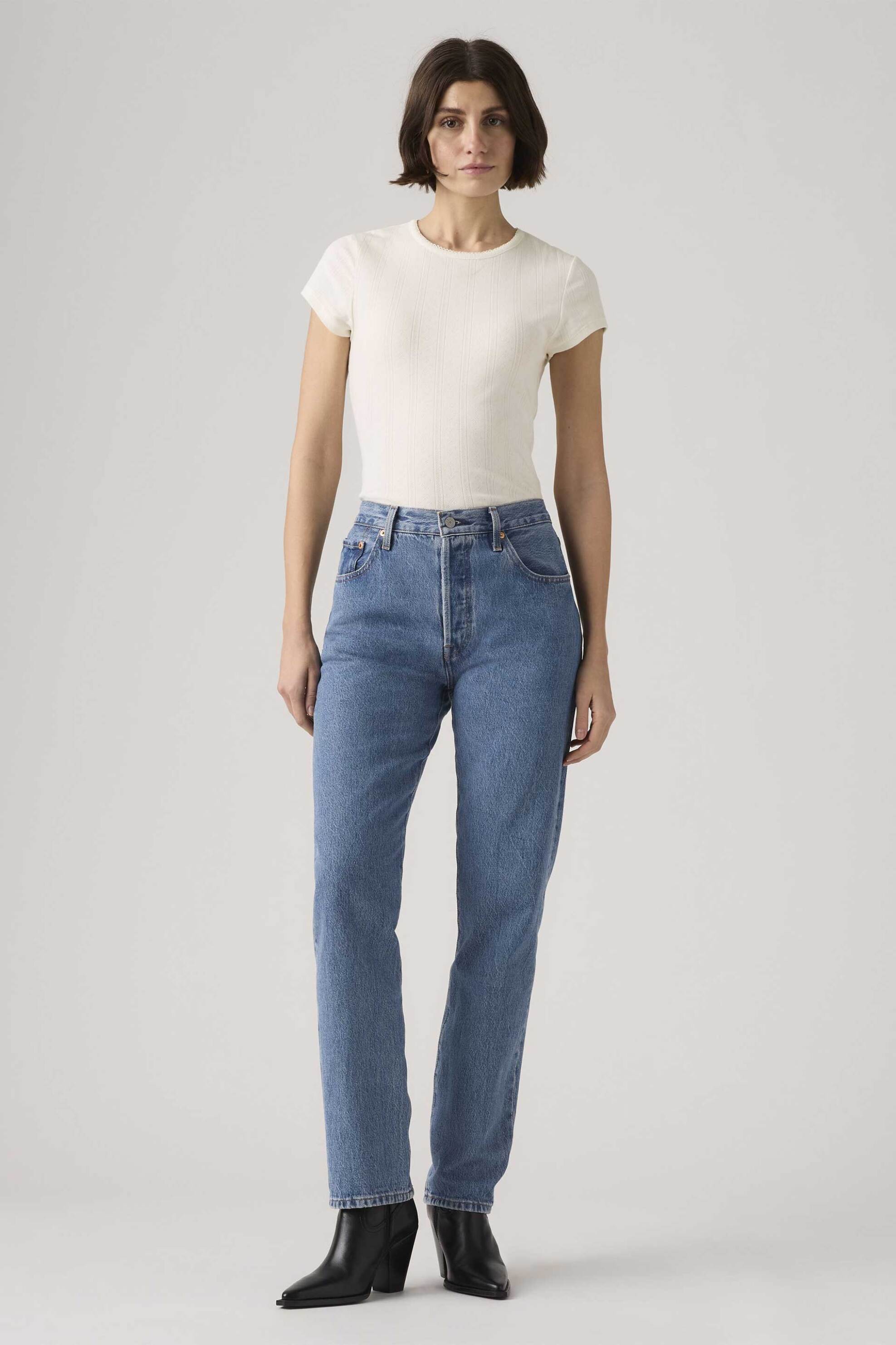Levi's® γυναικείο τζιν παντελόνι ψηλόμεσο πεντάτσεπο Straight Fit "501® Original"