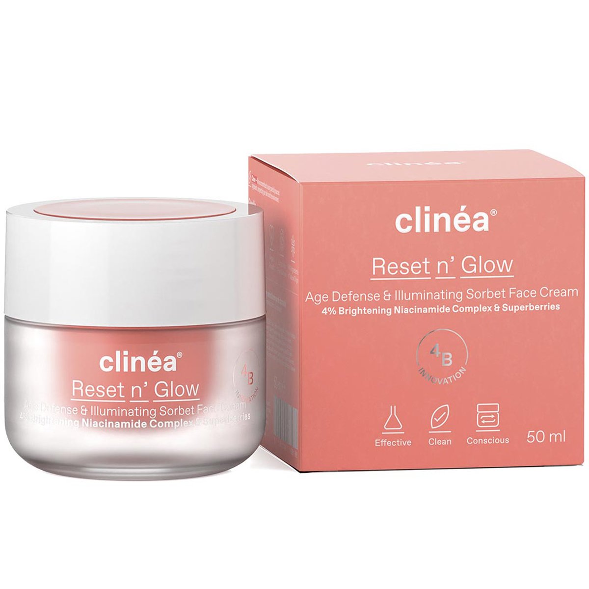 Clinéa Reset n' Glow Age Defense & Illuminating Sorbet Face Cream,Αντιγηραντική Κρέμα Ημέρας Προσώπου για Επαναφορά της Λάμψης 50ml