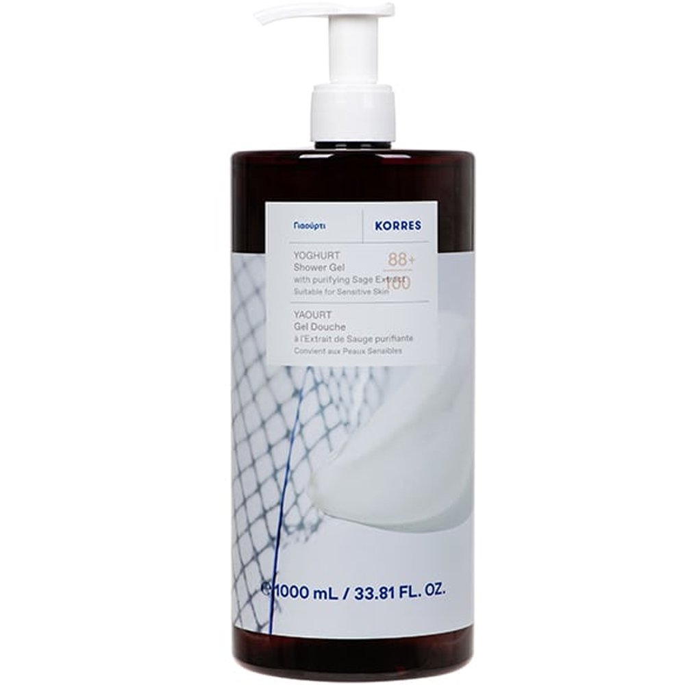 Korres Yoghurt & Purifying Sage Extract Shower Gel Απαλό Κρεμώδες Ενυδατικό Αφρόλουτρο με Άρωμα Γιαούρτι & Εκχύλισμα Φασκόμηλου με Αντλία 1000ml