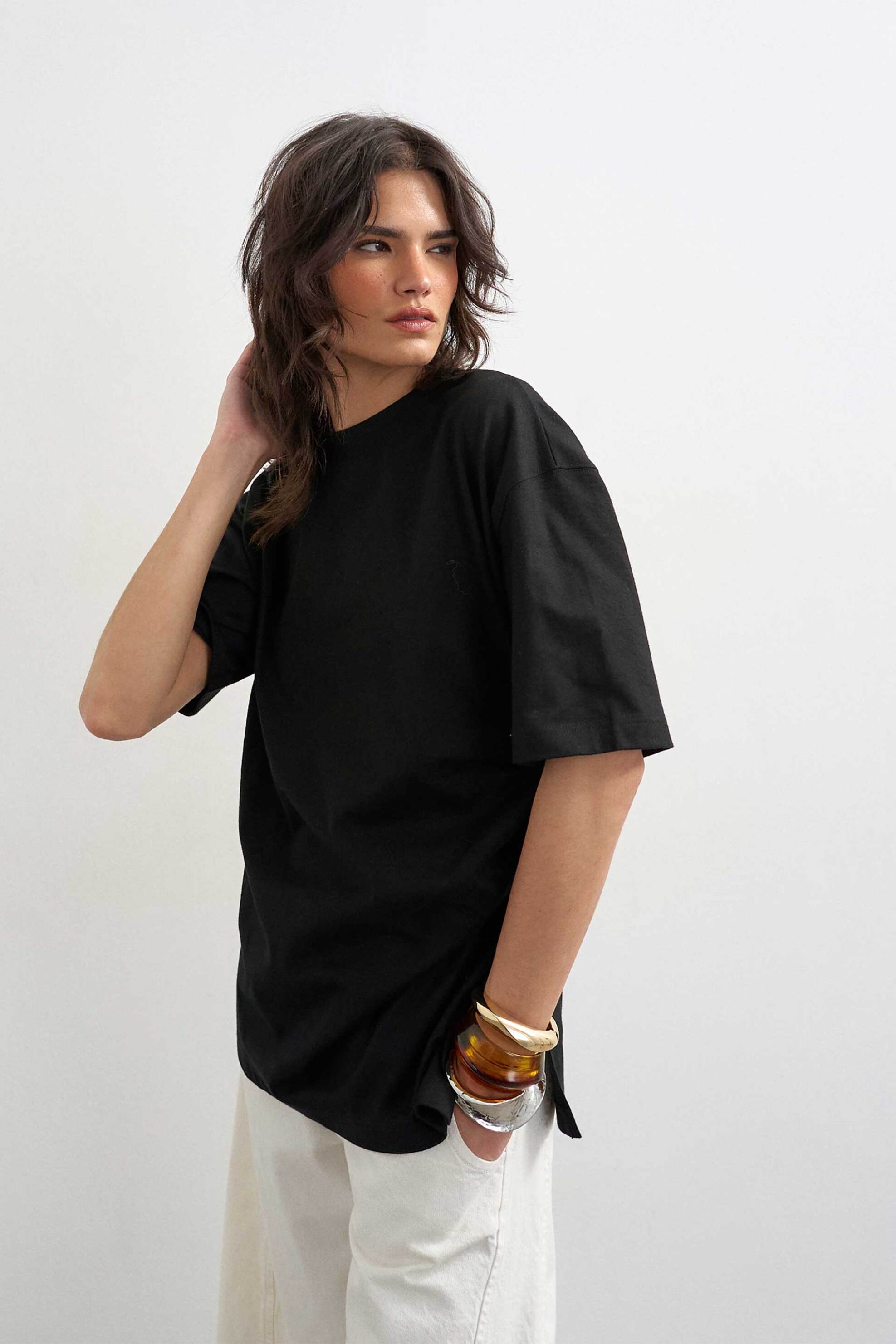 Topshop γυναικείο T-shirt μονόχρωμο Oversize Fit "Rikka"