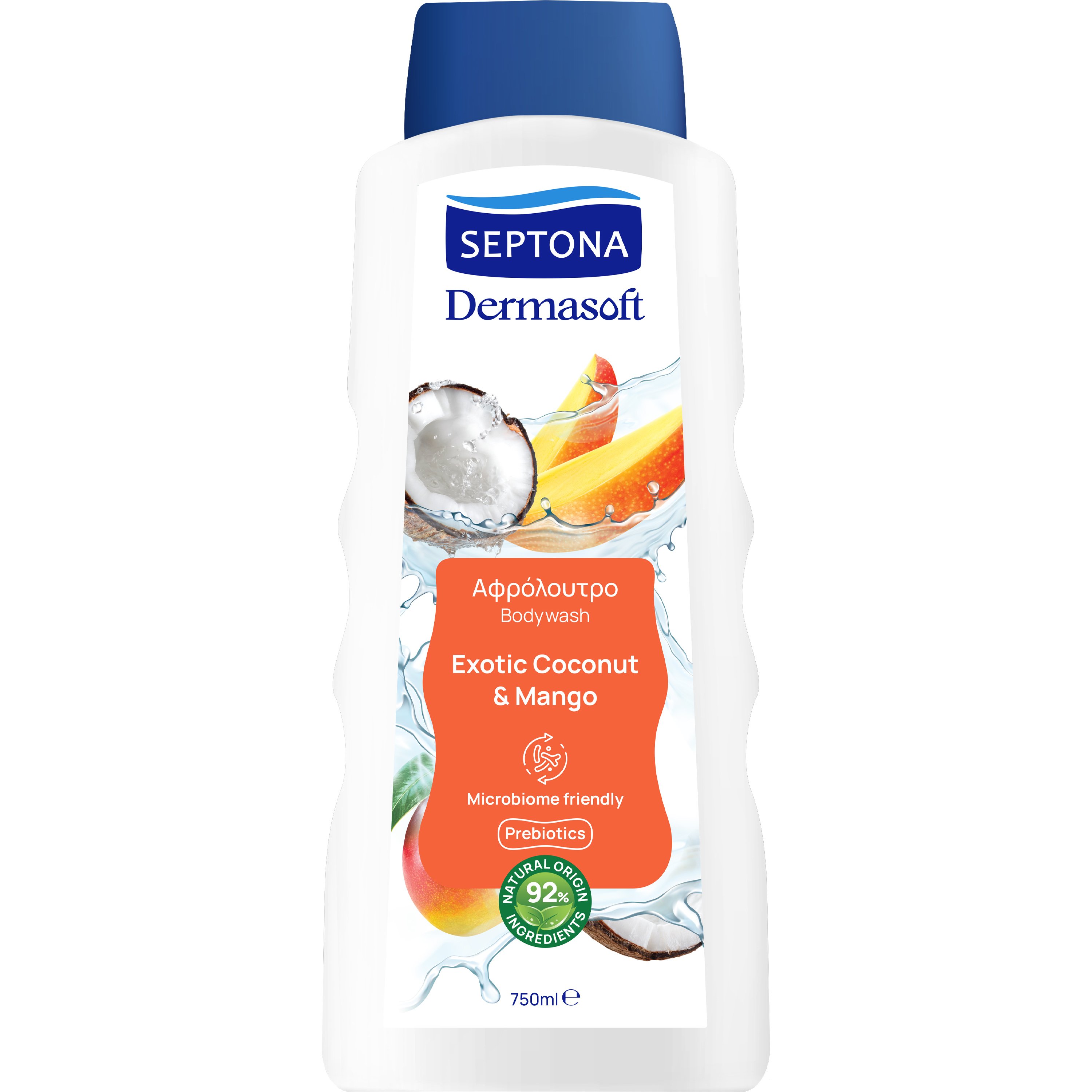 Septona Dermasoft Bodywash Exotic Coconut & Mango Αφρόλουτρο Εμπλουτισμένο με Καρύδα & Μάνγκο 750ml