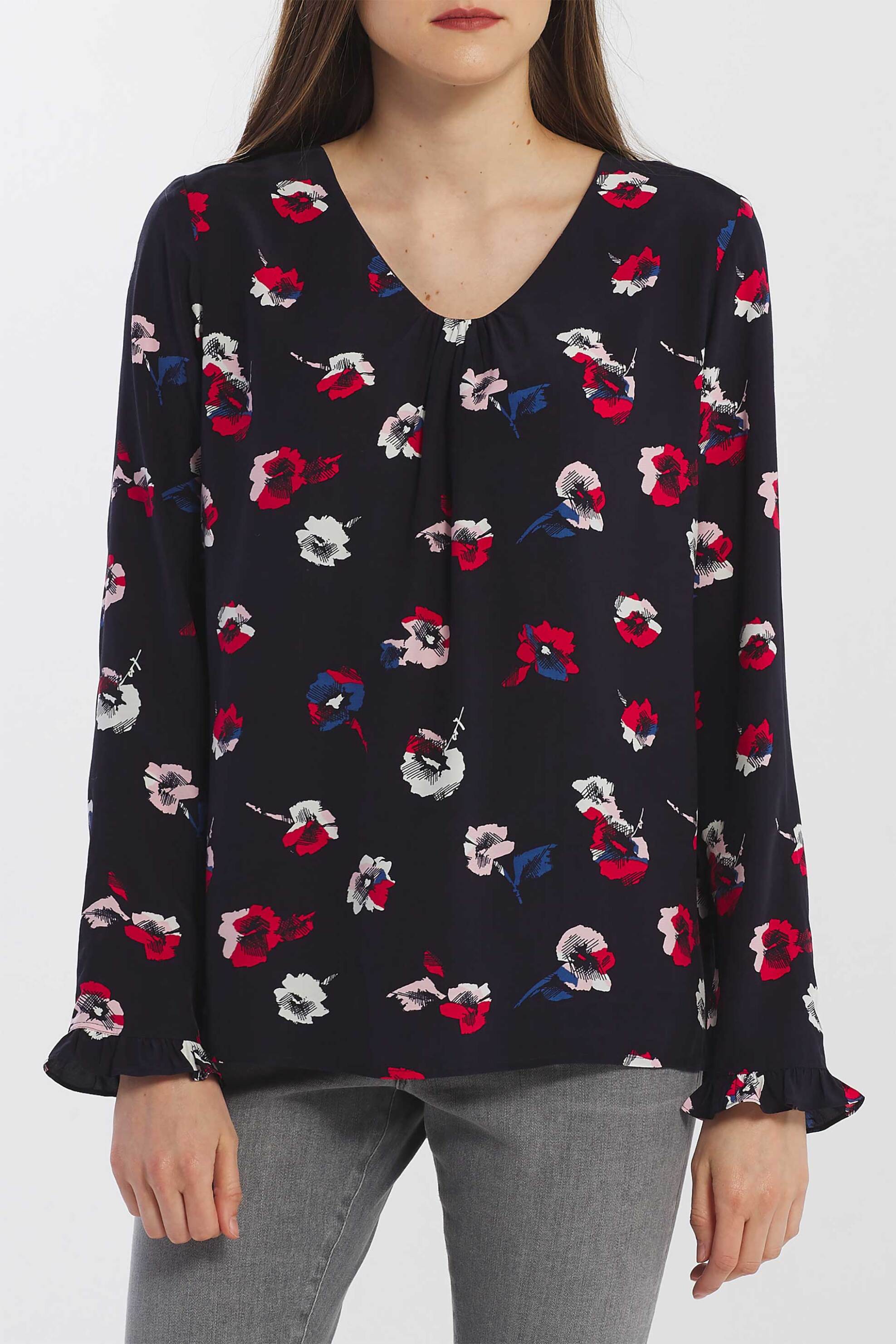 Gant γυναικεία μπλούζα με all-over floral print και σχέδιο με σούρες