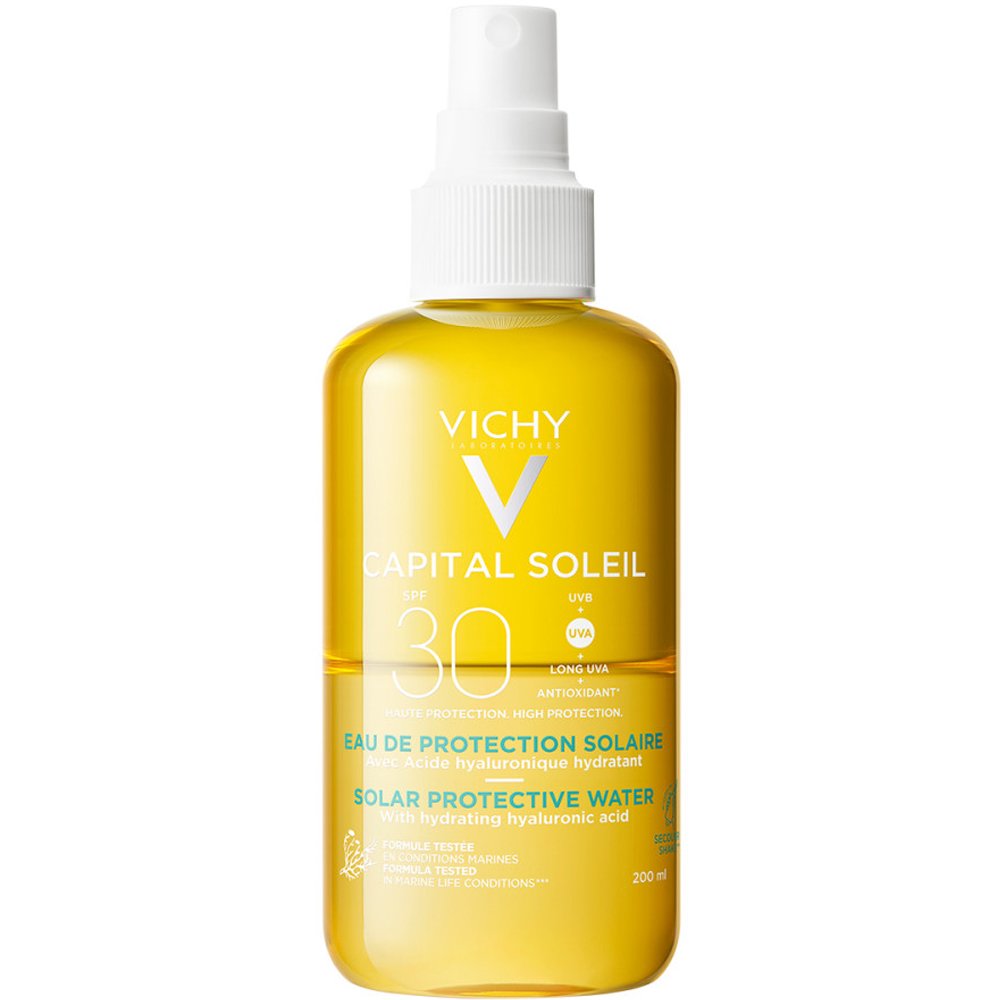 Vichy Capital Soleil Solar Protective Water Spf30 Αντηλιακό Νερό Εξαιρετικά Ανάλαφρο & Δροσερό Υψηλής Προστασίας για Λαμπερό Μαύρισμα 200ml