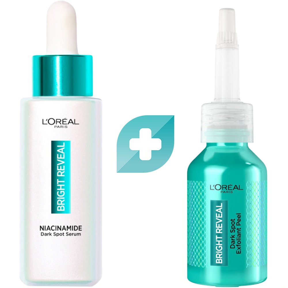 L'Oreal Paris Promo Bright Reveal Niacinamide Dark Spot Serum 30ml & Dark Spot Exfoliant Peel 25ml