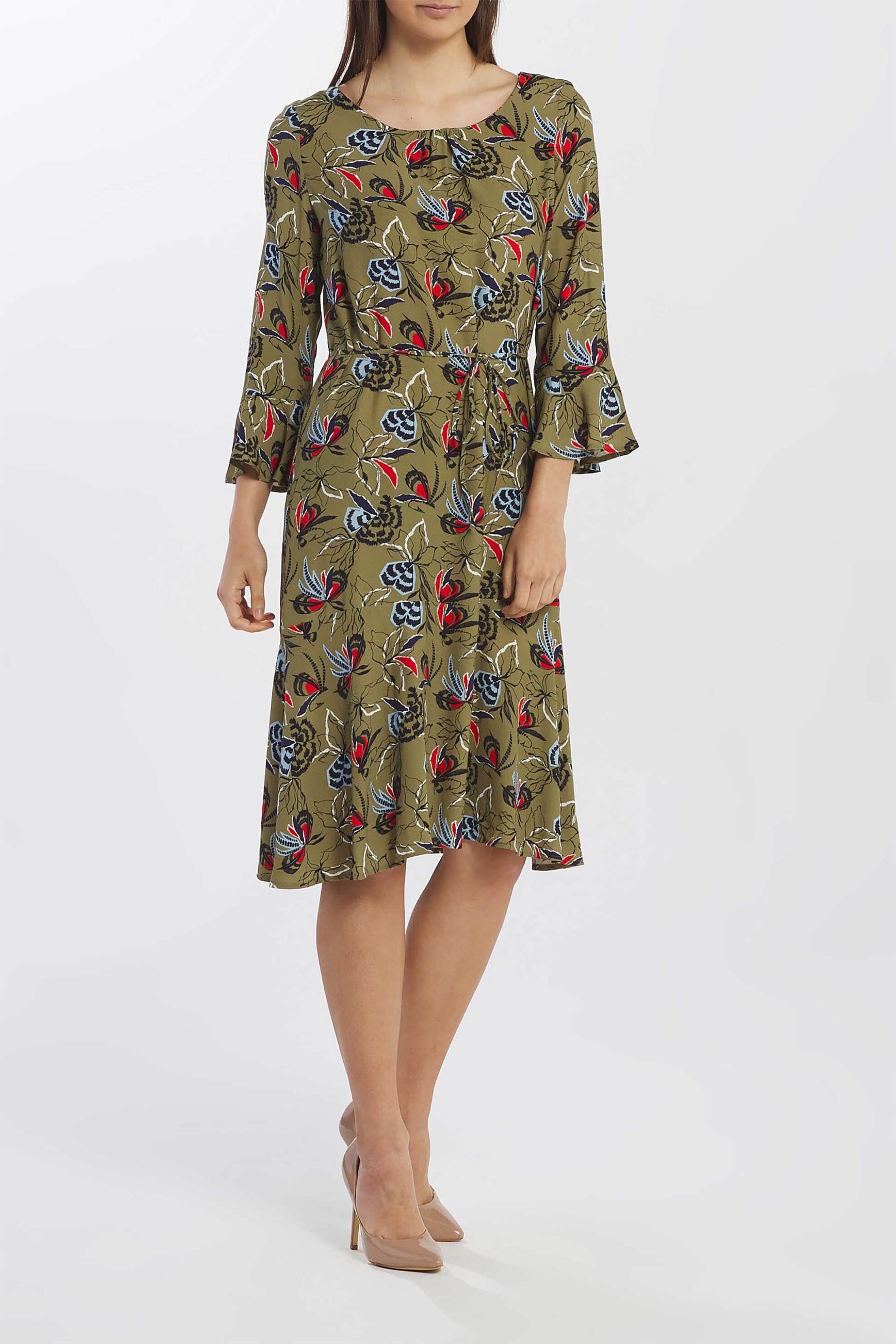 Gant γυναικείο midi φόρεμα από βισκόζη με all-over floral και fly fish print