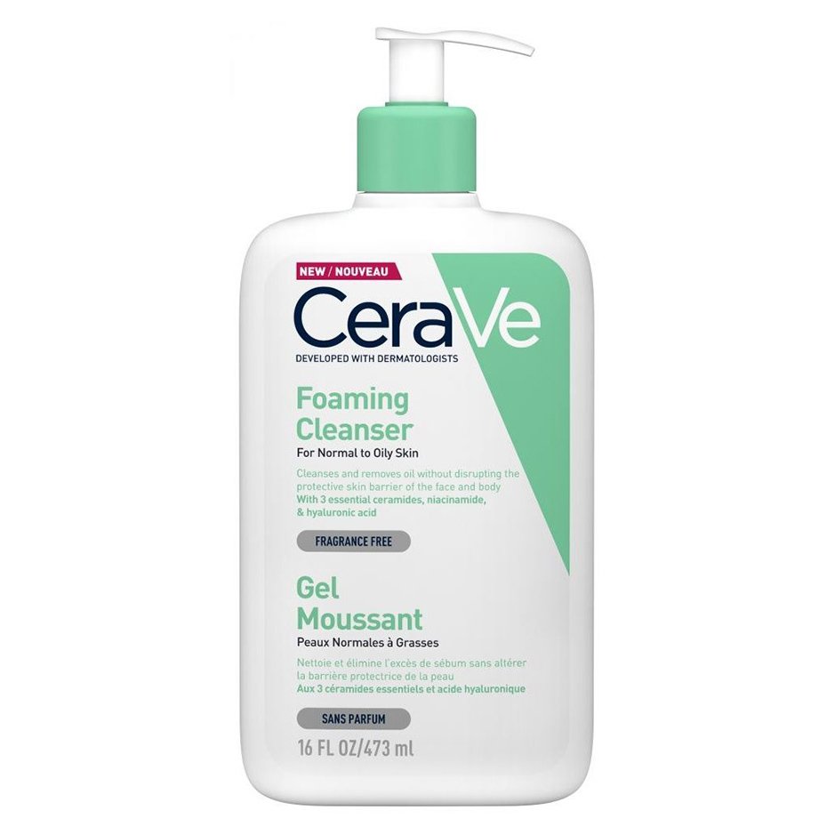 CeraVe for Normal to Oily Skin Face & Body Foaming Cleanser Gel Αφρώδες Gel Καθαρισμού Προσώπου & Σώματος για Κανονική προς Λιπαρή Επιδερμίδα 473ml
