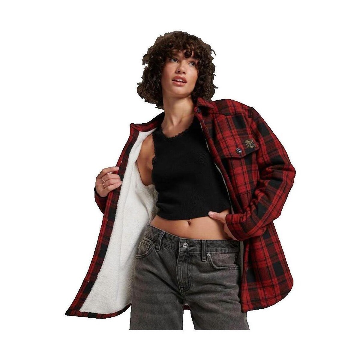 Πουκάμισα Superdry Chemise Vintage Borg Check rouge