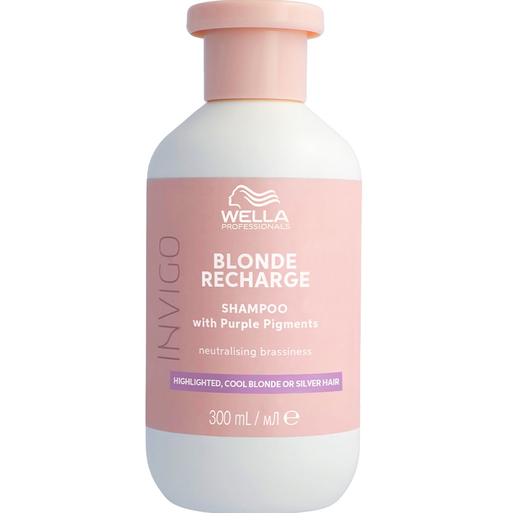 Wella Professionals Invigo Blonde Recharge Shampoo With Purple Pigments Σαμπουάν Αναζωογόνησης Χρώματος για Ανταύγειες, Ψυχρά Ξανθά & Γκρι Μαλλιά 300ml