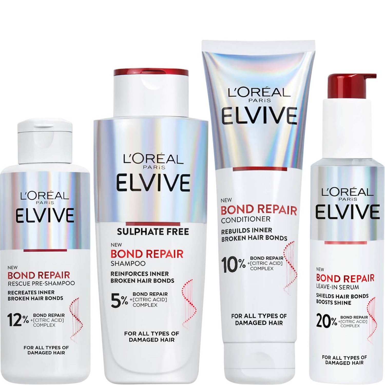 L'Oreal Paris Promo Elvive Bond Repair Rescue Pre-Shampoo 200ml & Shampoo 200ml & Conditioner 150ml & Leave-In Serum 150ml
