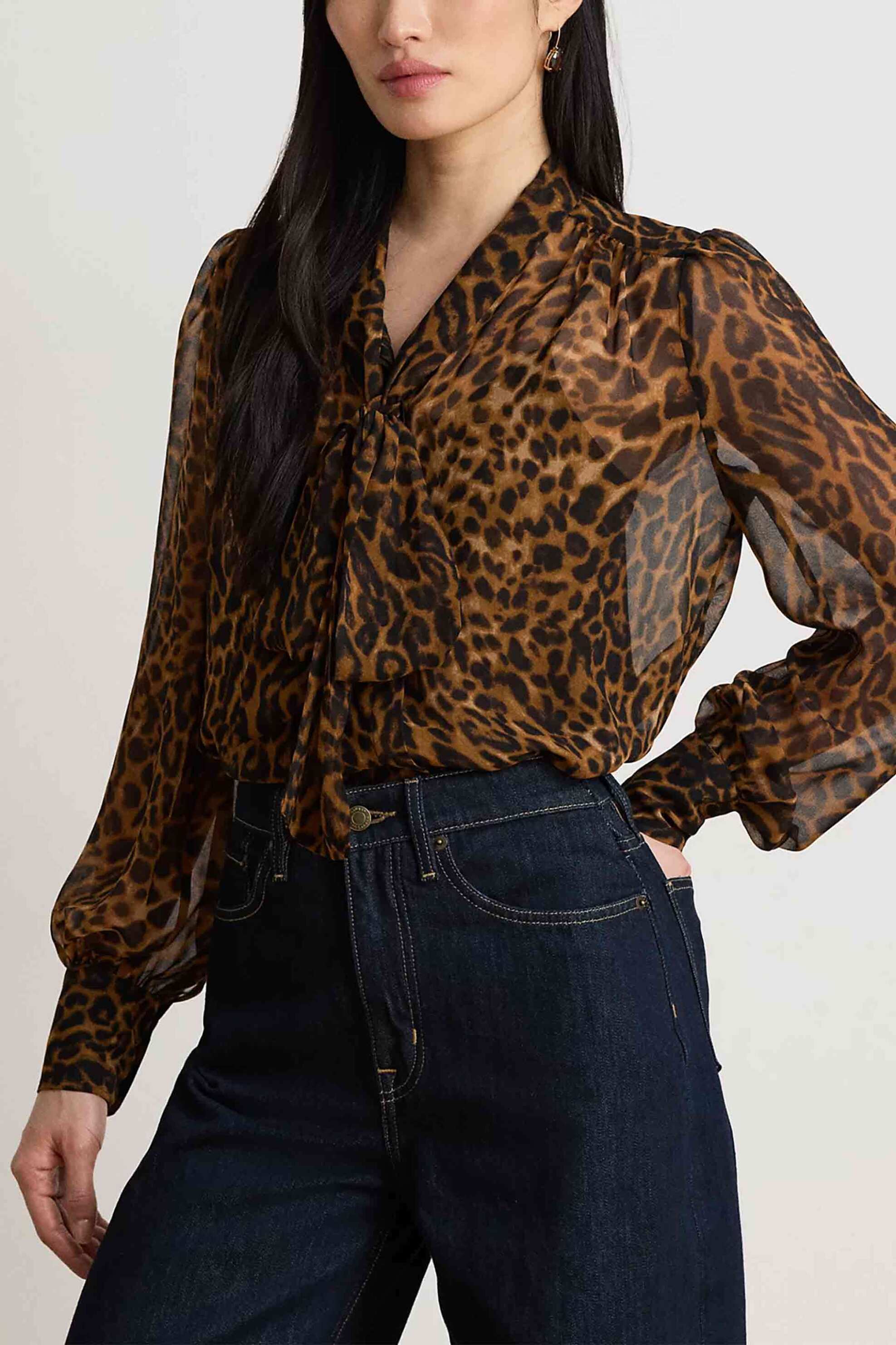 Lauren Ralph Lauren γυναικεία μπλούζα με φιόγκο animal print
