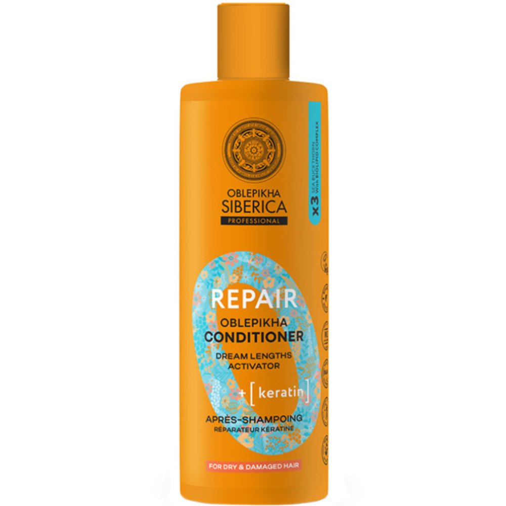 Oblepikha Siberica Professional Repair with Biolipid Complex & Keratin Conditioner Μαλακτική Κρέμα Αναδόμησης με Κερατίνη για Ξηρά & Ταλαιπωρημένα Μαλλιά 400ml