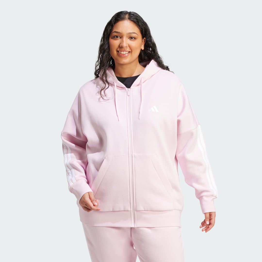Essentials 3-Stripes Full-Zip Fleece Hoodie (Plus Size)