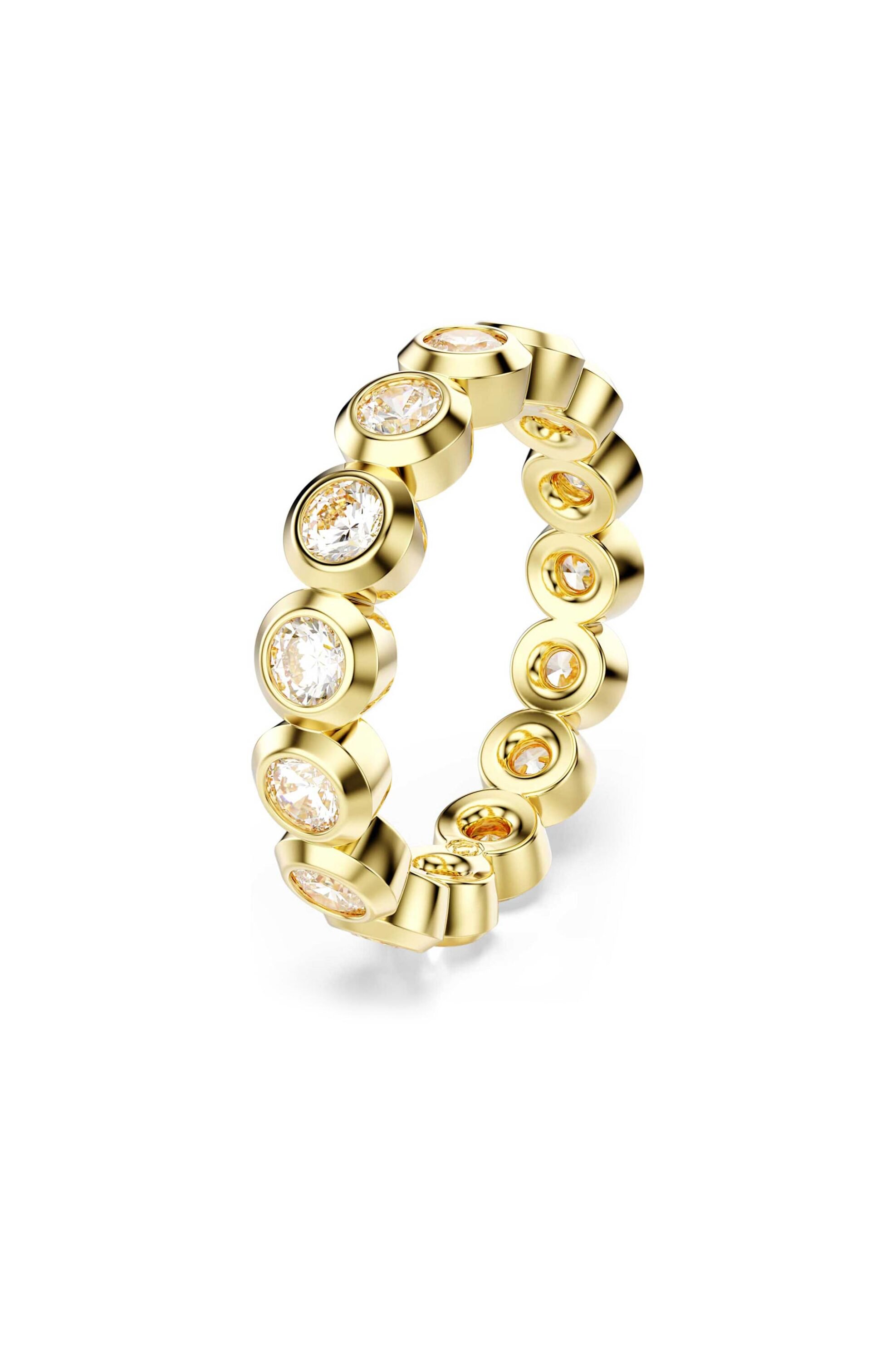 Swarovski γυναικείο δαχτυλίδι στρογγυλή κοπή, λευκό, επιμετάλλωση σε χρυσαφί τόνο "Imber" (55)