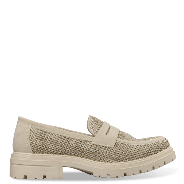 RAFFIA-EFFECT LOAFERS