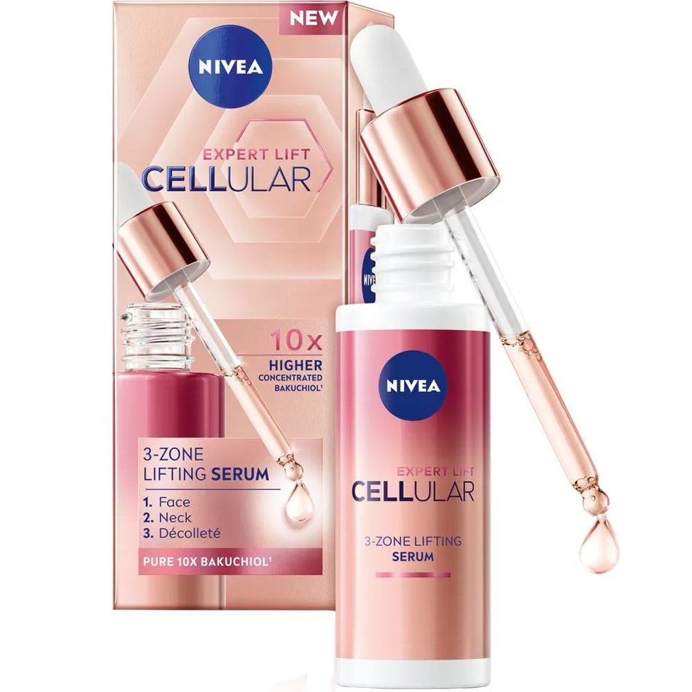 Nivea Cellular Expert Lift Serum Προηγμένος Ορός Προσώπου, Λαιμού & Ντεκολτέ για Ορατή Σύσφιξη & Αντιγήρανση από τις Πρώτες Μέρες 30ml