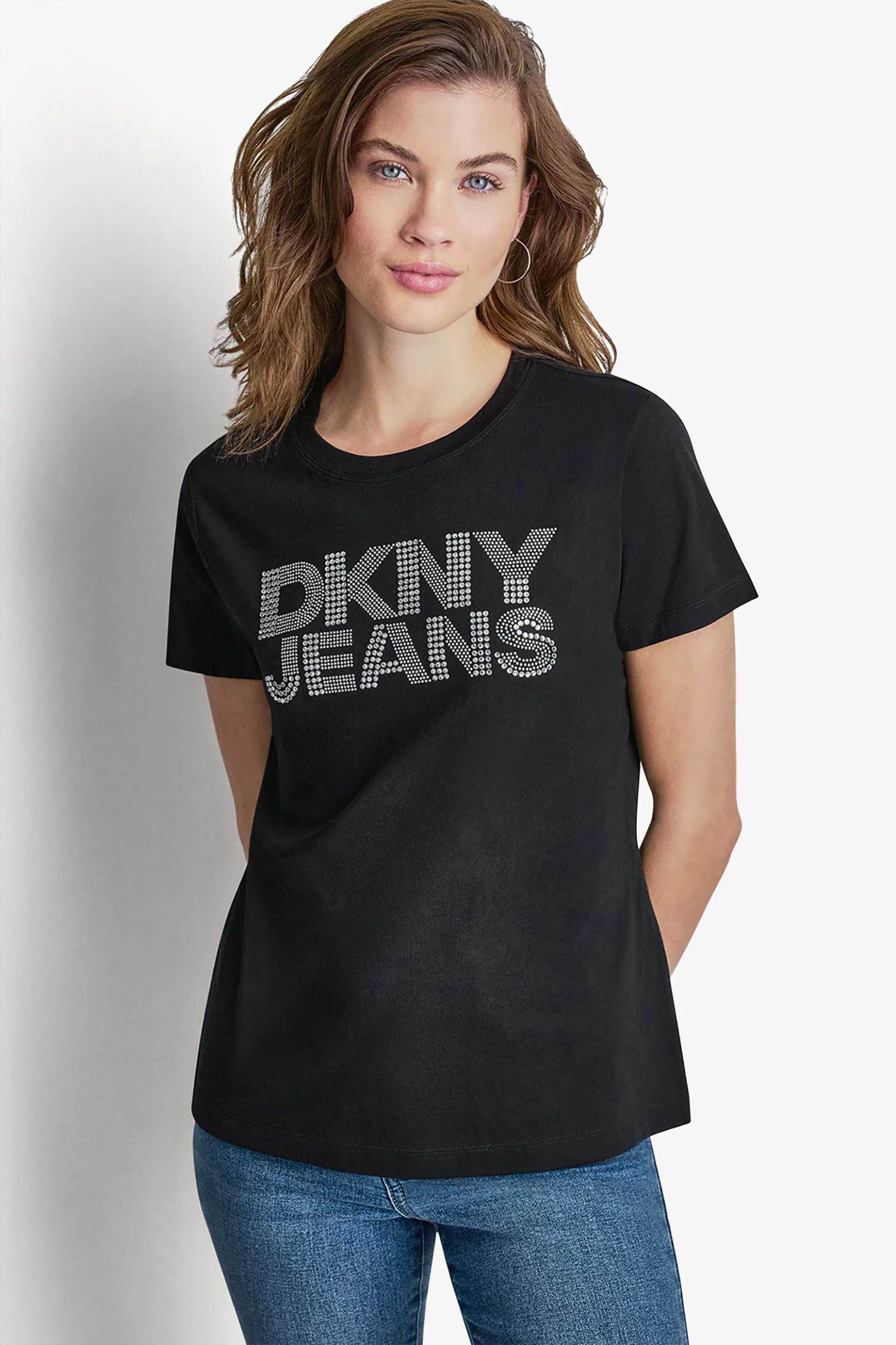 DKNY γυναικείο T-shirt με στρας στο λογότυπο Regular Fit
