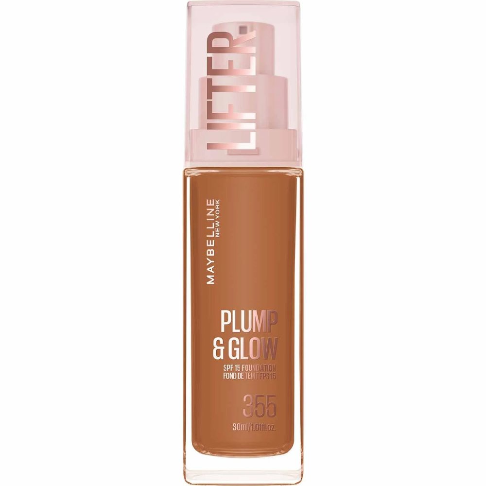 Maybelline Lifter Plump & Glow Spf15 Foundation Ενυδατικό Foundation Μεσαίας Προστασίας, 2% Νιασιναμίδη & Υαλουρονικό Οξύ για Γεμάτη & Φωτεινή Όψη Όλη Μέρα 30ml - 355
