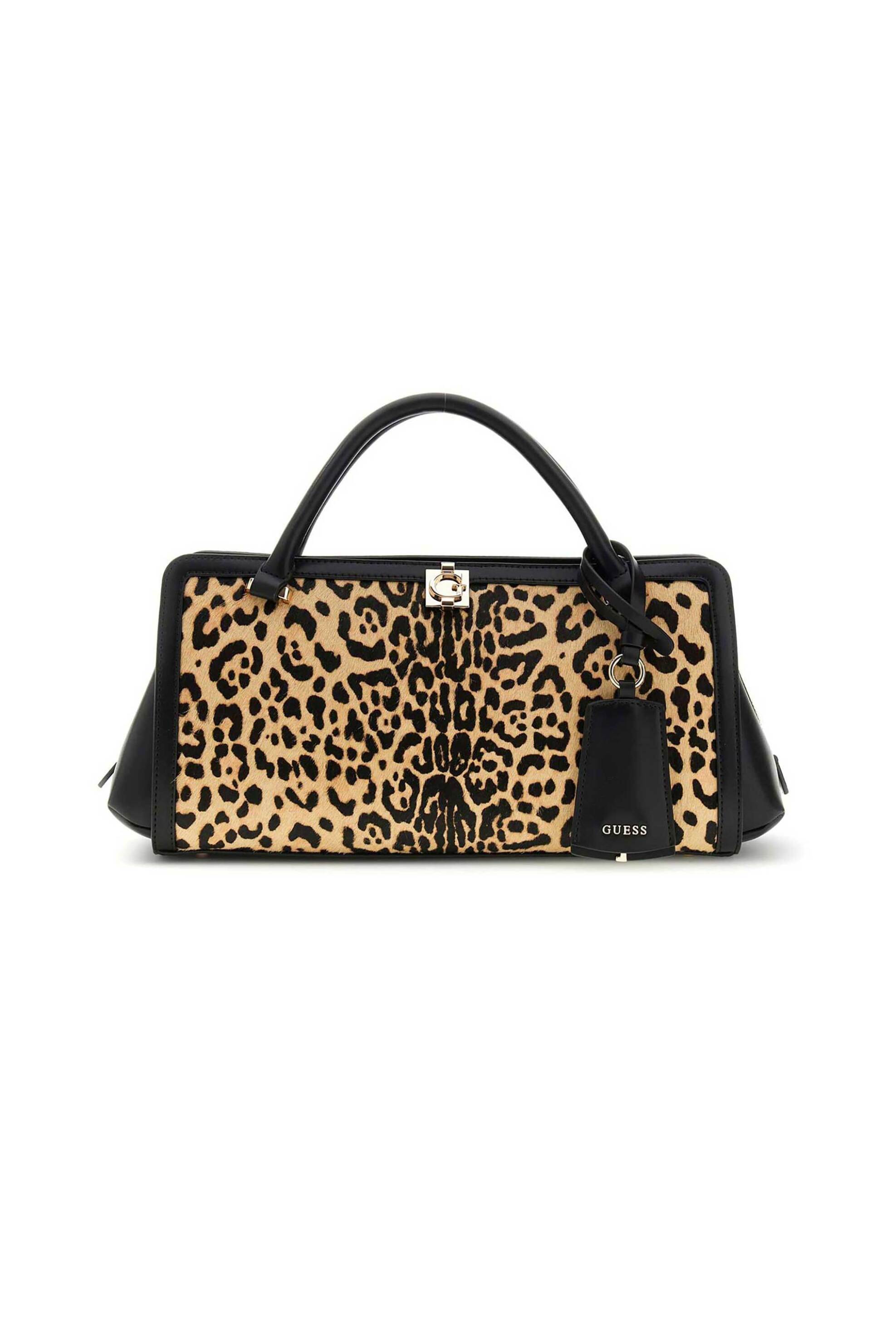 Guess γυναικεία δερμάτινη τσάντα χειρός "Audrey Leopard Small" | ONE SIZE