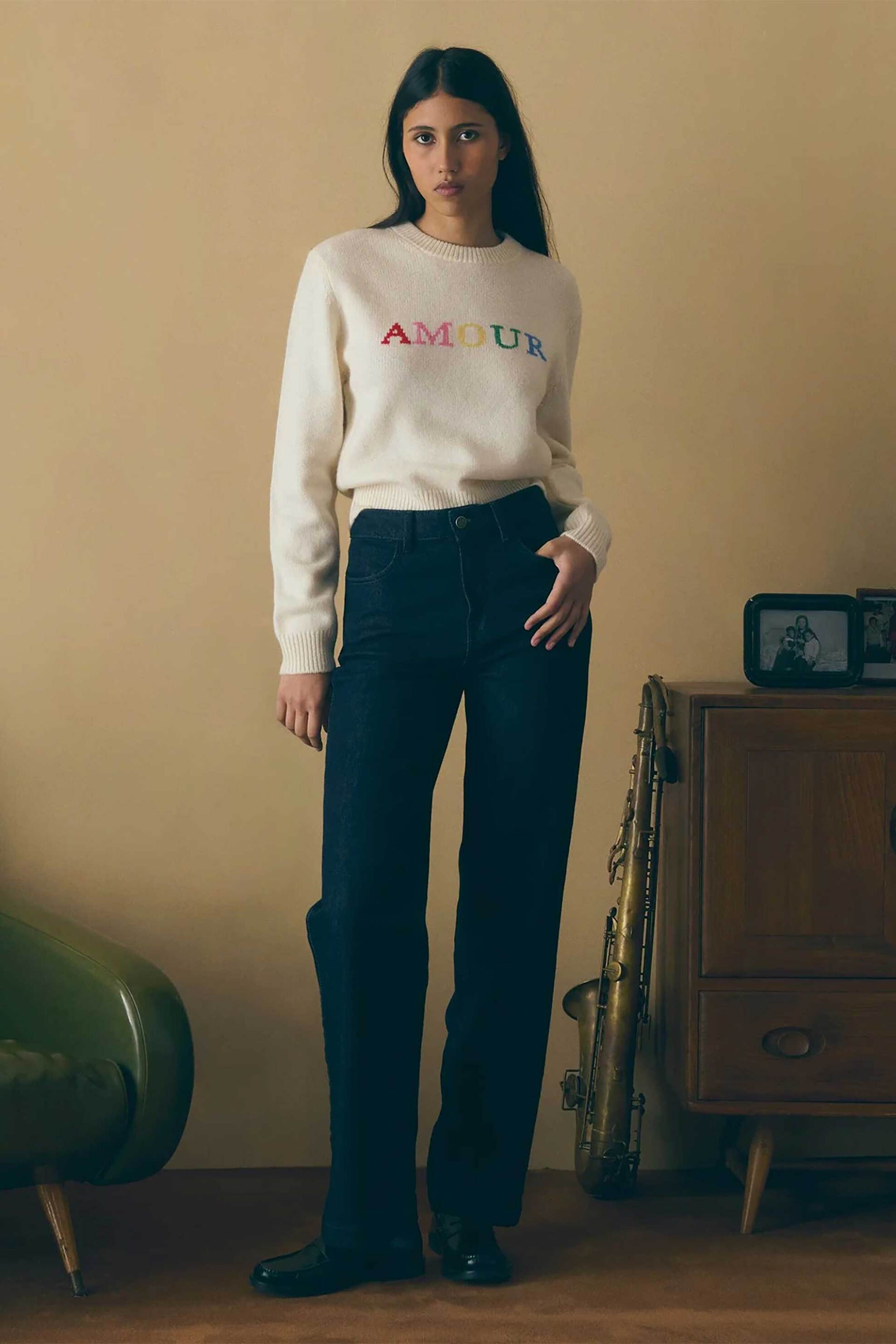 Maison Labiche γυναικείο πουλόβερ με lettering "Formigé Amour"