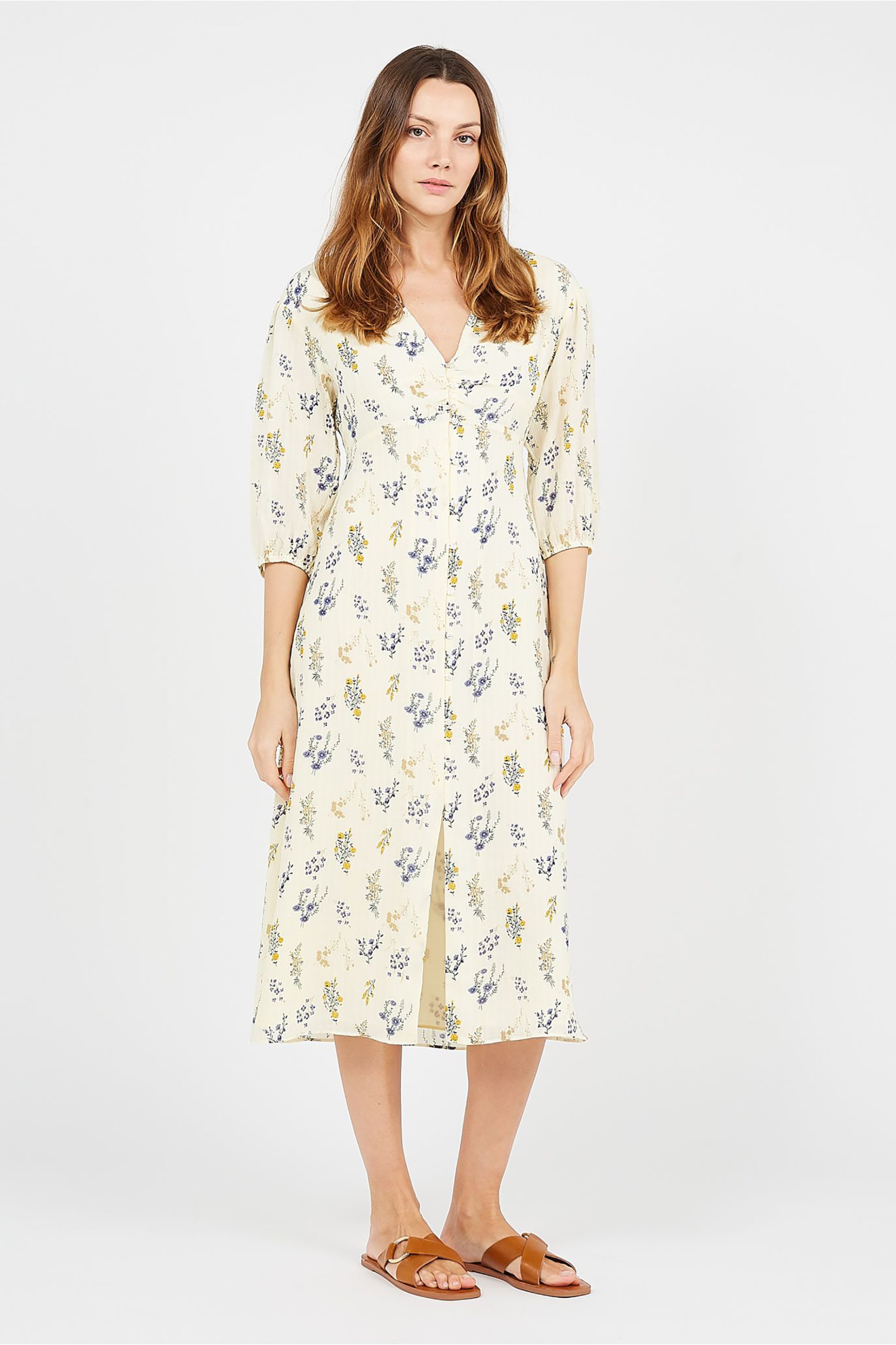 ba&sh γυναικείο midi φόρεμα σεμιζιέ με floral print "Aris" | 2