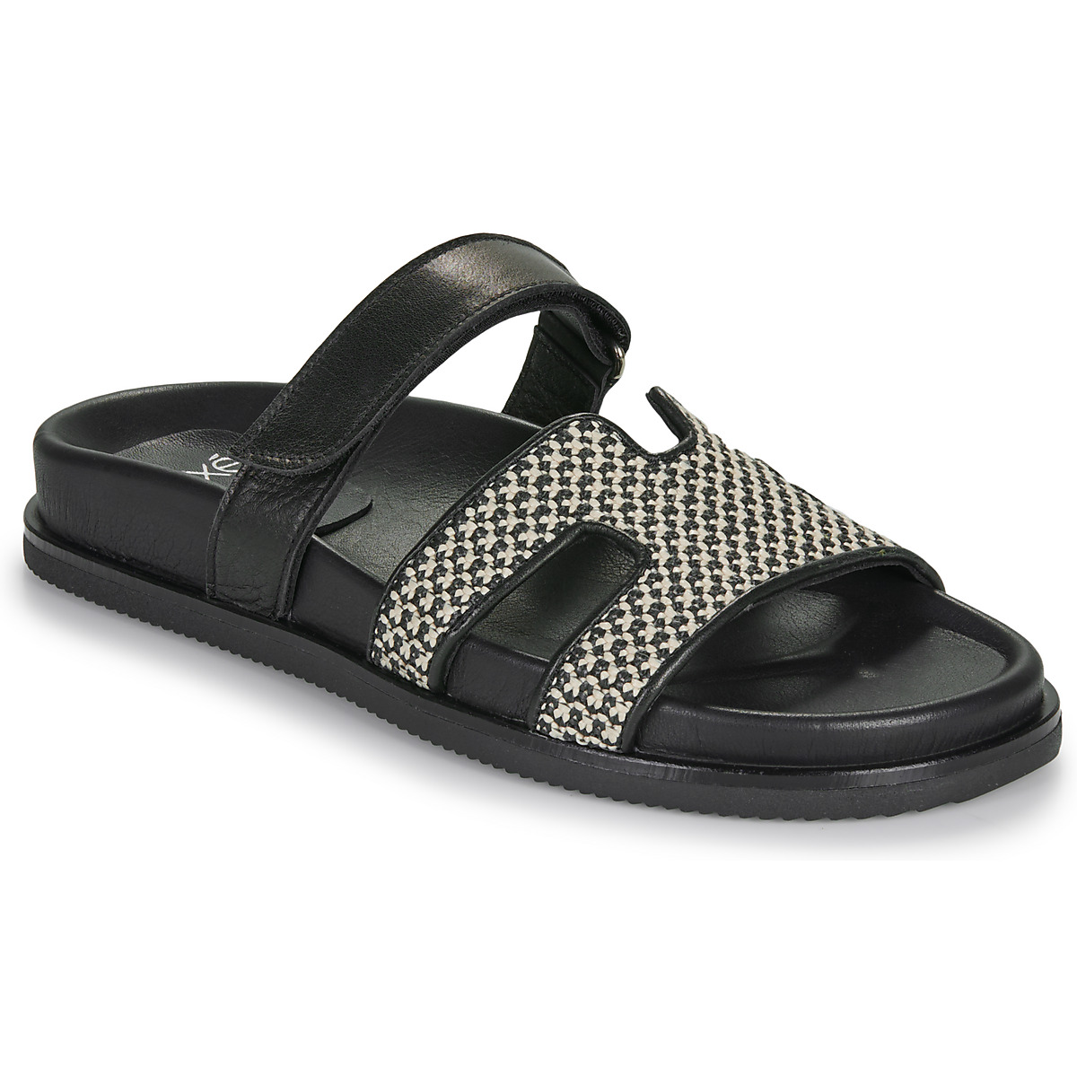 Mules Exé Shoes 966-KIMOLOS-LEATHER-BEIGE-BLACK