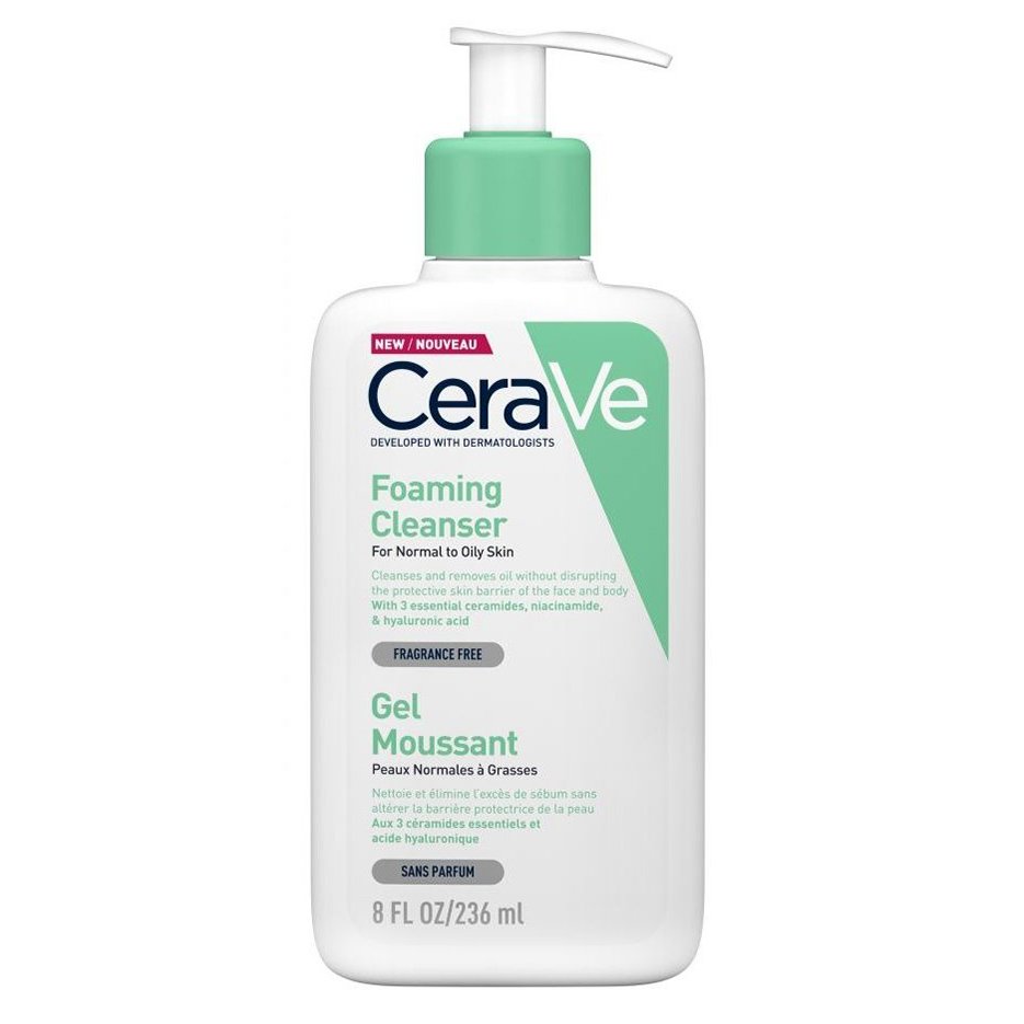 CeraVe for Normal to Oily Skin Face & Body Foaming Cleanser Gel Αφρώδες Τζέλ Καθαρισμού Προσώπου & Σώματος για Κανονική προς Λιπαρή Επιδερμίδα 236ml