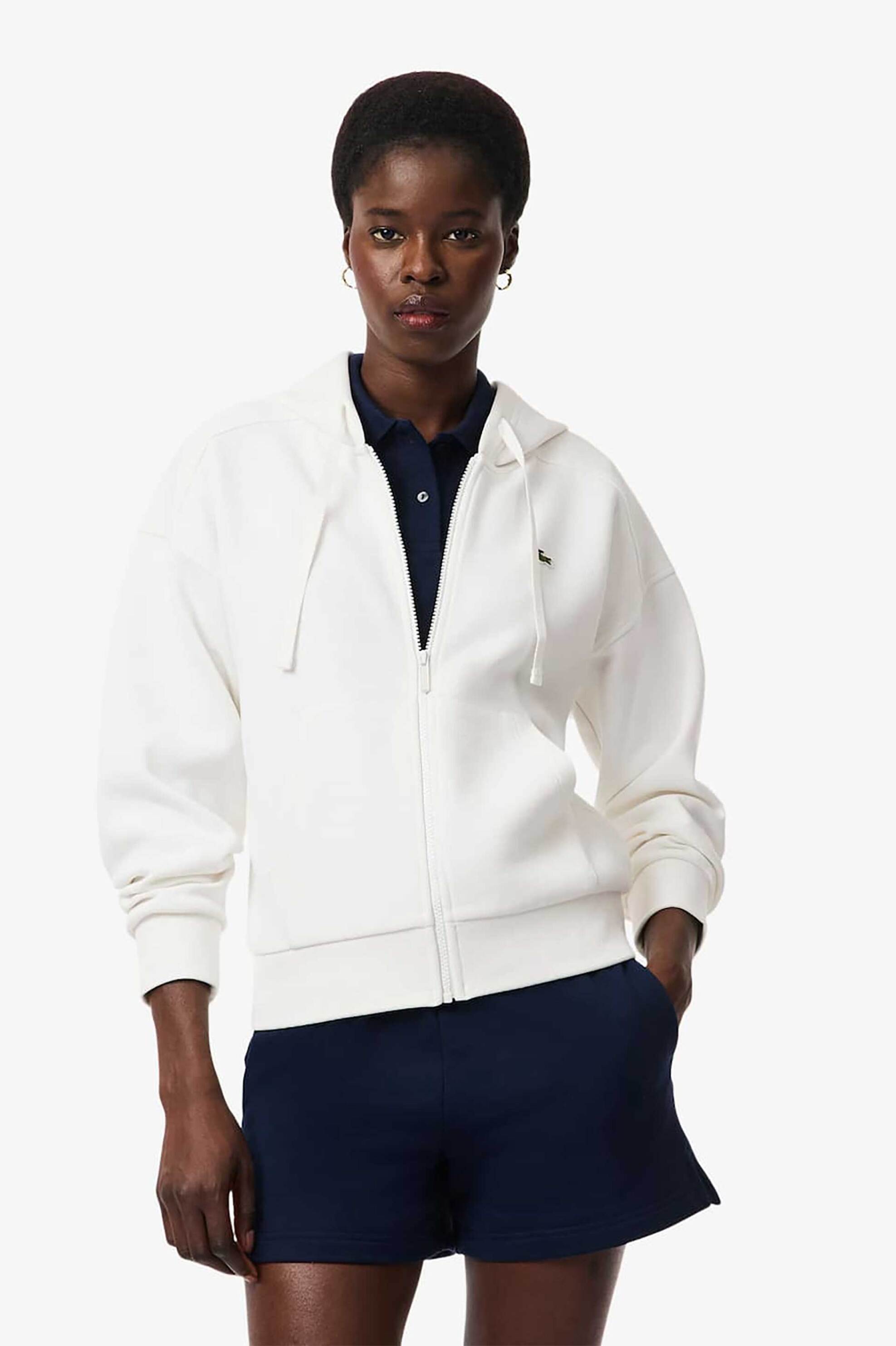 Lacoste γυναικεία ζακέτα φούτερ πικέ με κουκούλα και κεντημένο λογότυπο Regular Fit