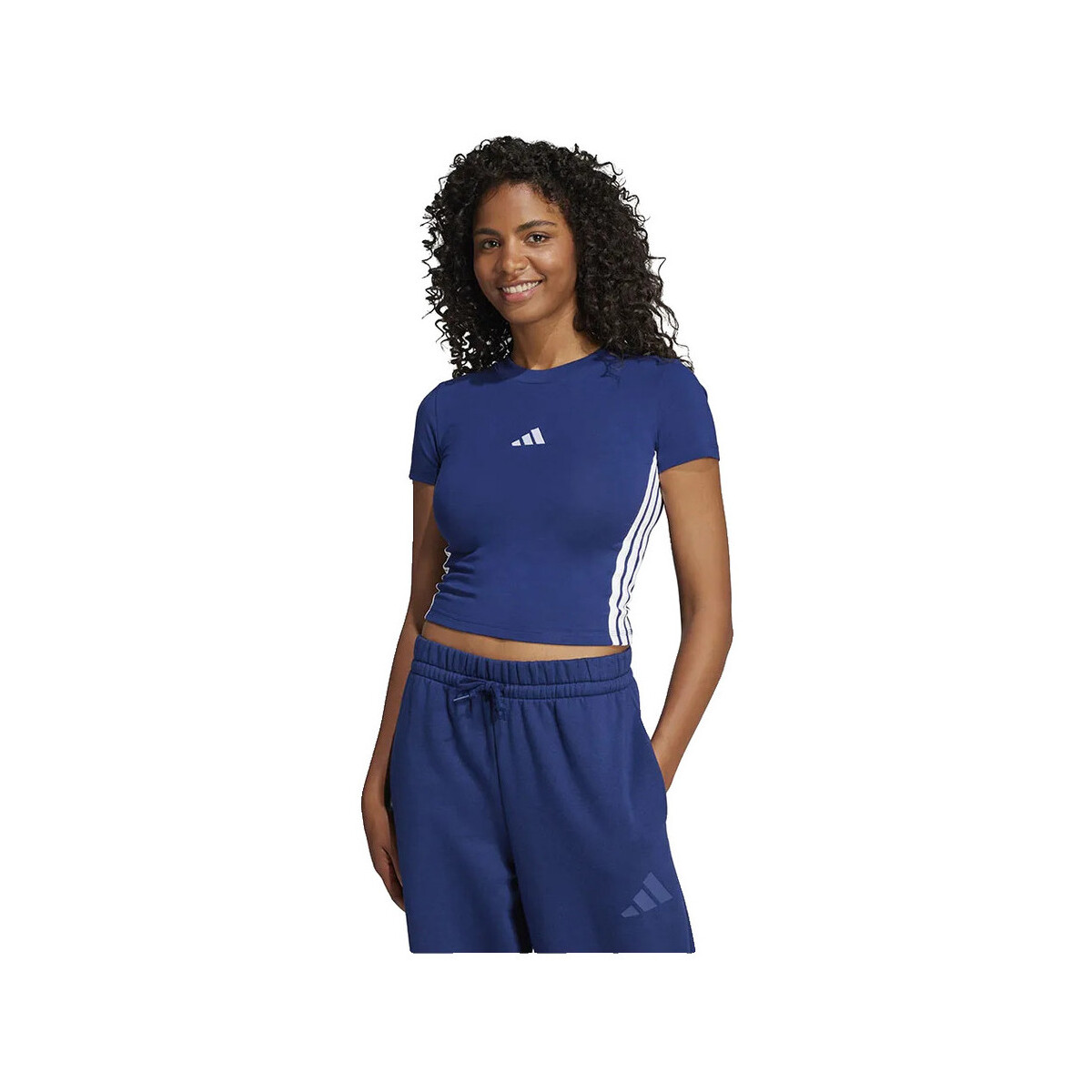 T-shirts & Polos adidas T-shirt Essentials 3 Stripes slim femme bleu