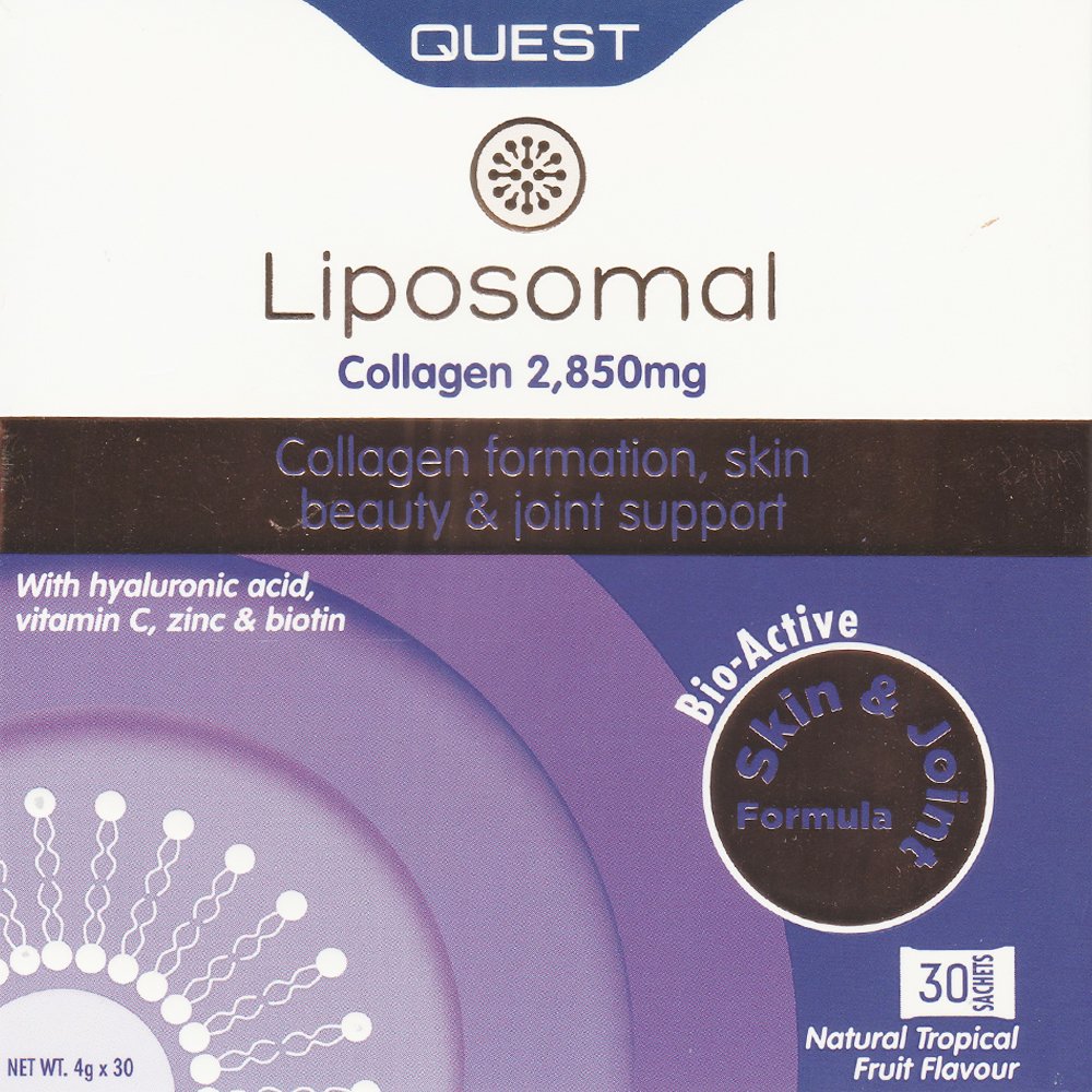 Quest Liposomal Collagen 2,850mg Συμπλήρωμα Διατροφής Κολλαγόνου Λιποσωμιακής Μορφής σε Συνδυασμό με Βιταμίνες & Ψευδάργυρου για την Καλή Υγεία του Δέρματος & των Αρθρώσεων με Γεύση Τροπικών Φρούτων 30 Sachets