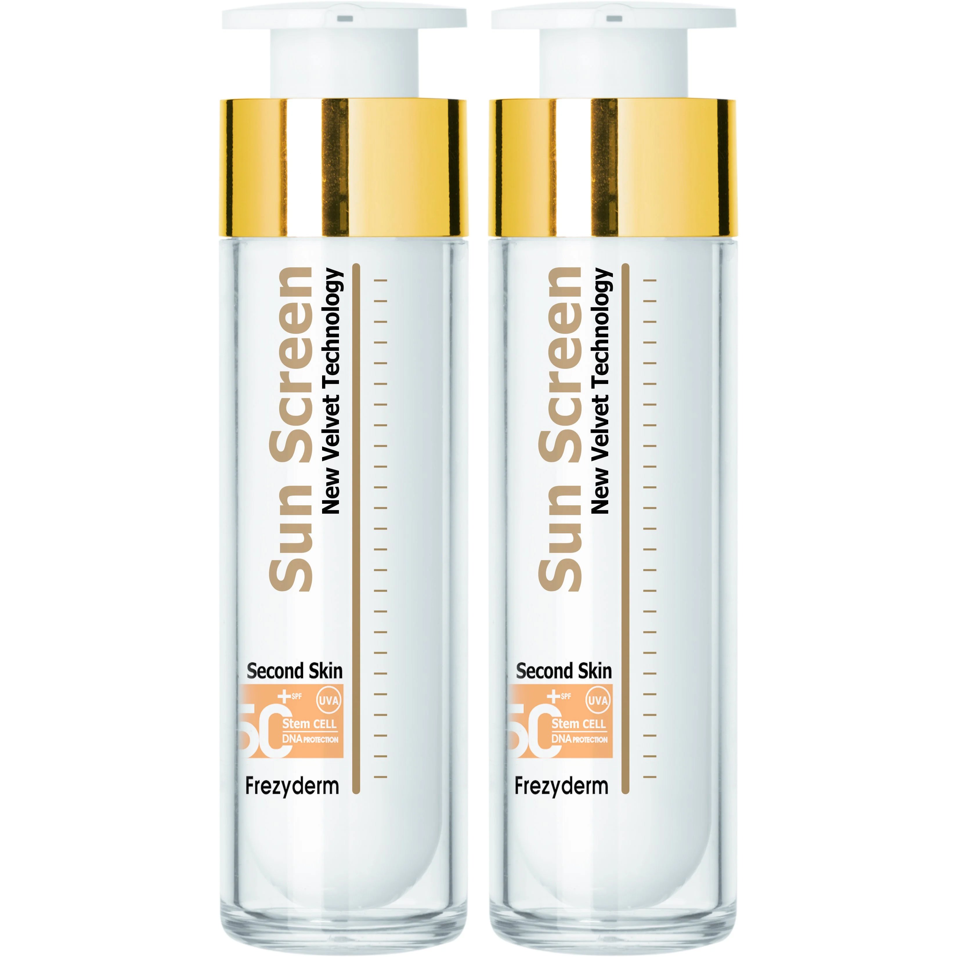Σετ Frezyderm Sun Screen Velvet Face Cream Spf50+, Διάφανη Αντηλιακή Προσώπου Βελούδινης Υφής, Πολύ Υψηλής Προστασίας 2x50ml