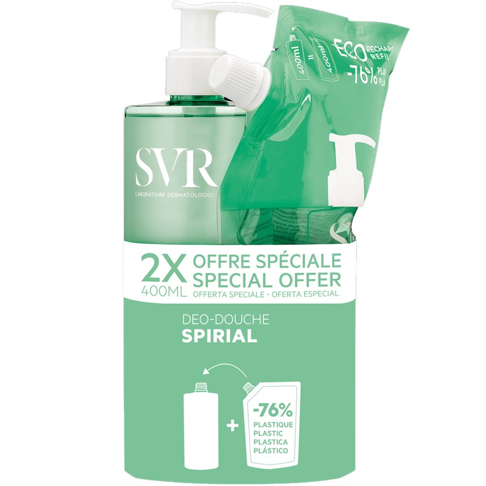 SVR Promo Spirial Intense Freshness 24h Deodorizing Cleansing Gel 400ml & Refill 400ml