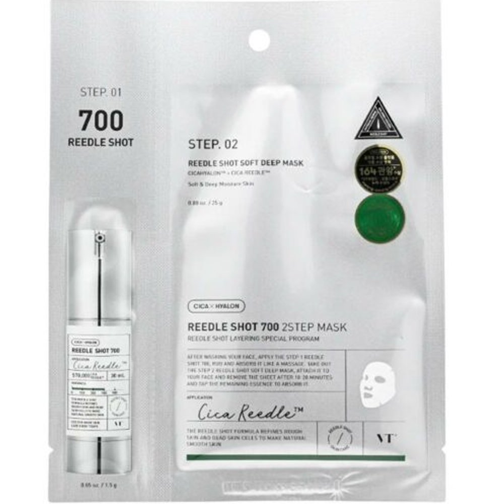 VT Cosmetics Step 1 Reedle Shot 700 1,5g & Step 2 Soft Deep Mask 25g Μάσκα 2 Βημάτων για Βελτίωση της Τραχιάς Επιδερμίδας, Απομάκρυνση Νεκρών Κυττάρων & Φυσικά Λείο Δέρμα