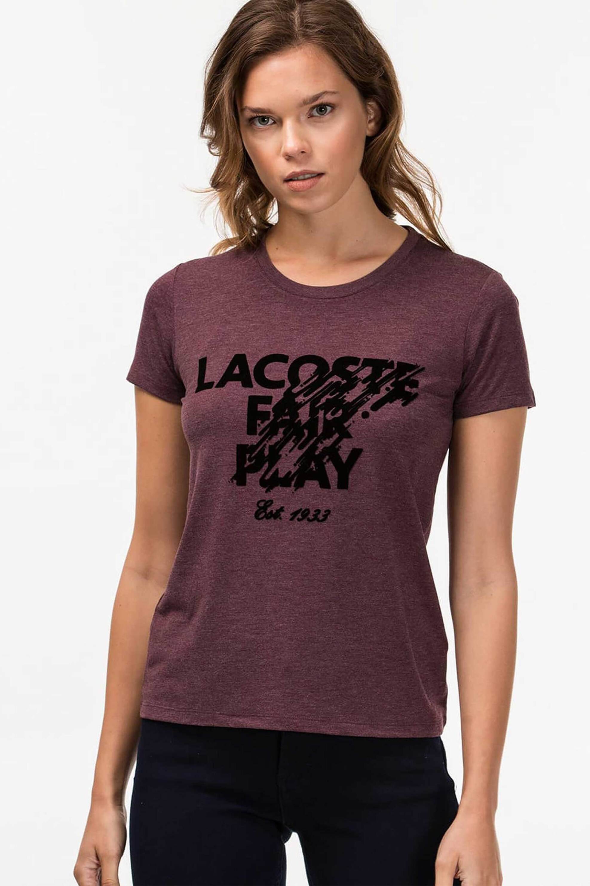 Lacoste γυναικείο T-shirt με lettering Classic Fit | 36