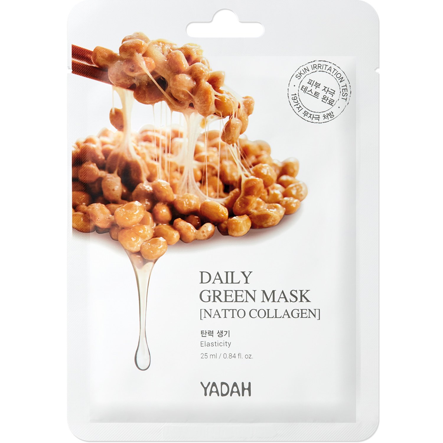Yadah Daily Green Natto Collagen Elasticity Mask Υφασμάτινη Μάσκα Προσώπου από Μπαμπού που Ενισχύει με Κολλαγόνο την Επιδερμίδα 25ml