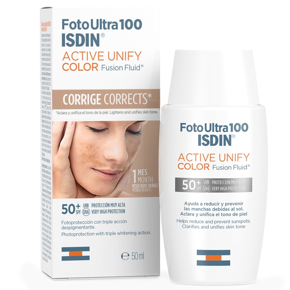 Isdin Foto Ultra 100 Active Unify Color Fusion Fluid Spf50+ Λεπτόρρευστο Αντηλιακό Γαλάκτωμα Προσώπου με Πολύ Υψηλή Προστασία για Απαλό & Ομαλό Χρωματικό Τόνο Δέρματος 50ml