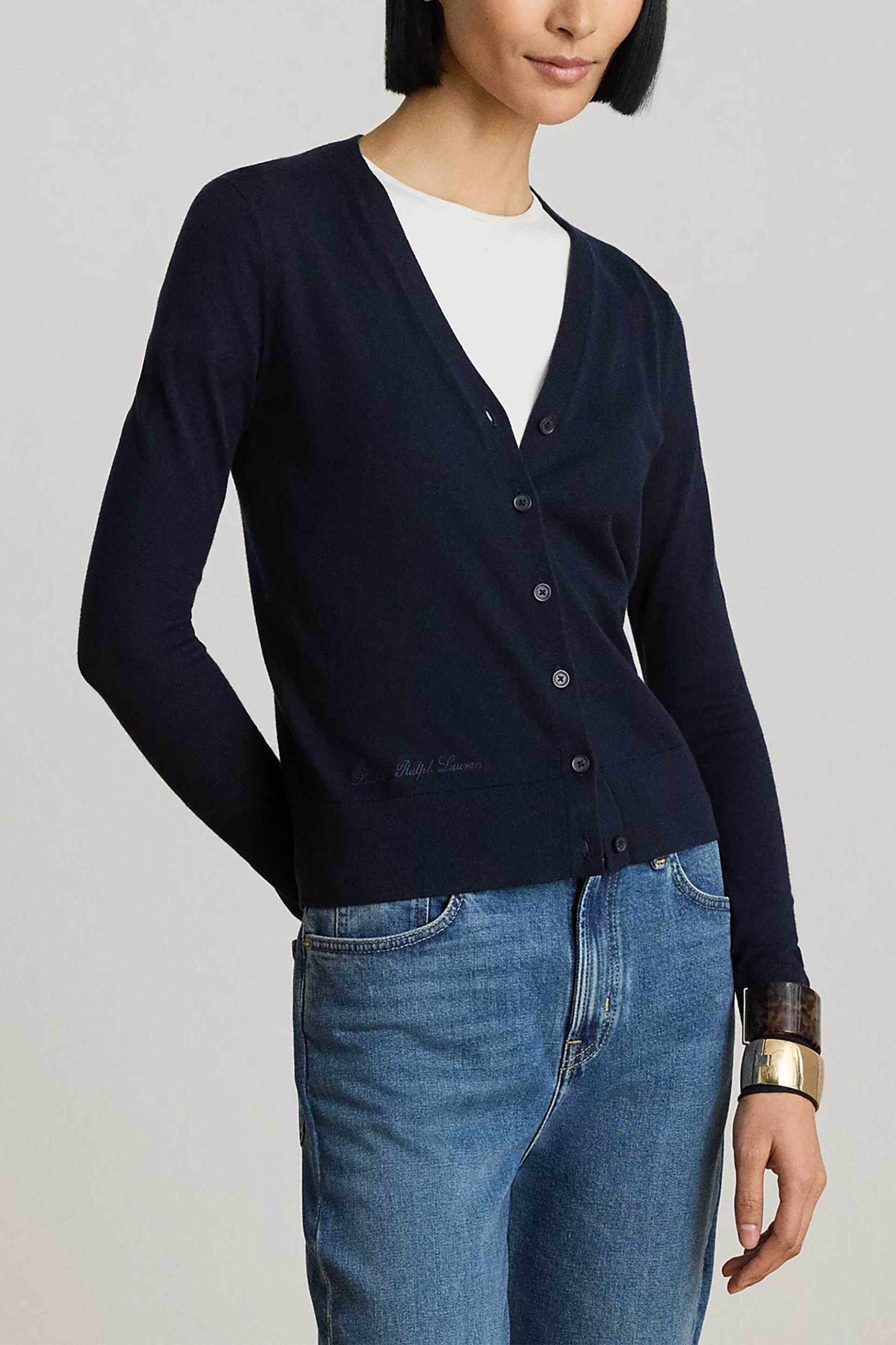 Lauren Ralph Lauren γυναικεία ζακέτα πλεκτή με κεντημένο λογότυπο