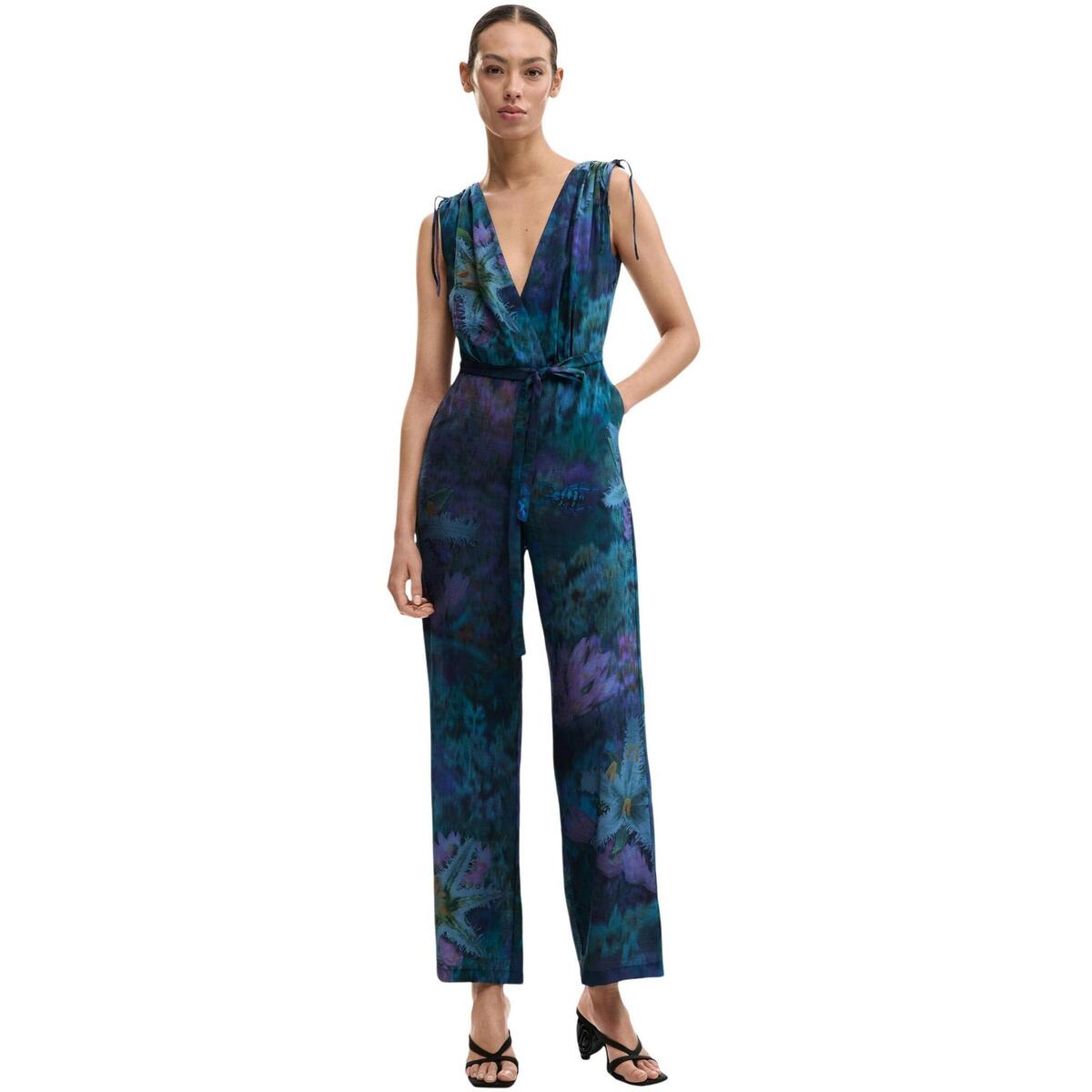 Ολόσωμες φόρμα Desigual JUMPSUIT_FLORESAZUL 26SWPW40