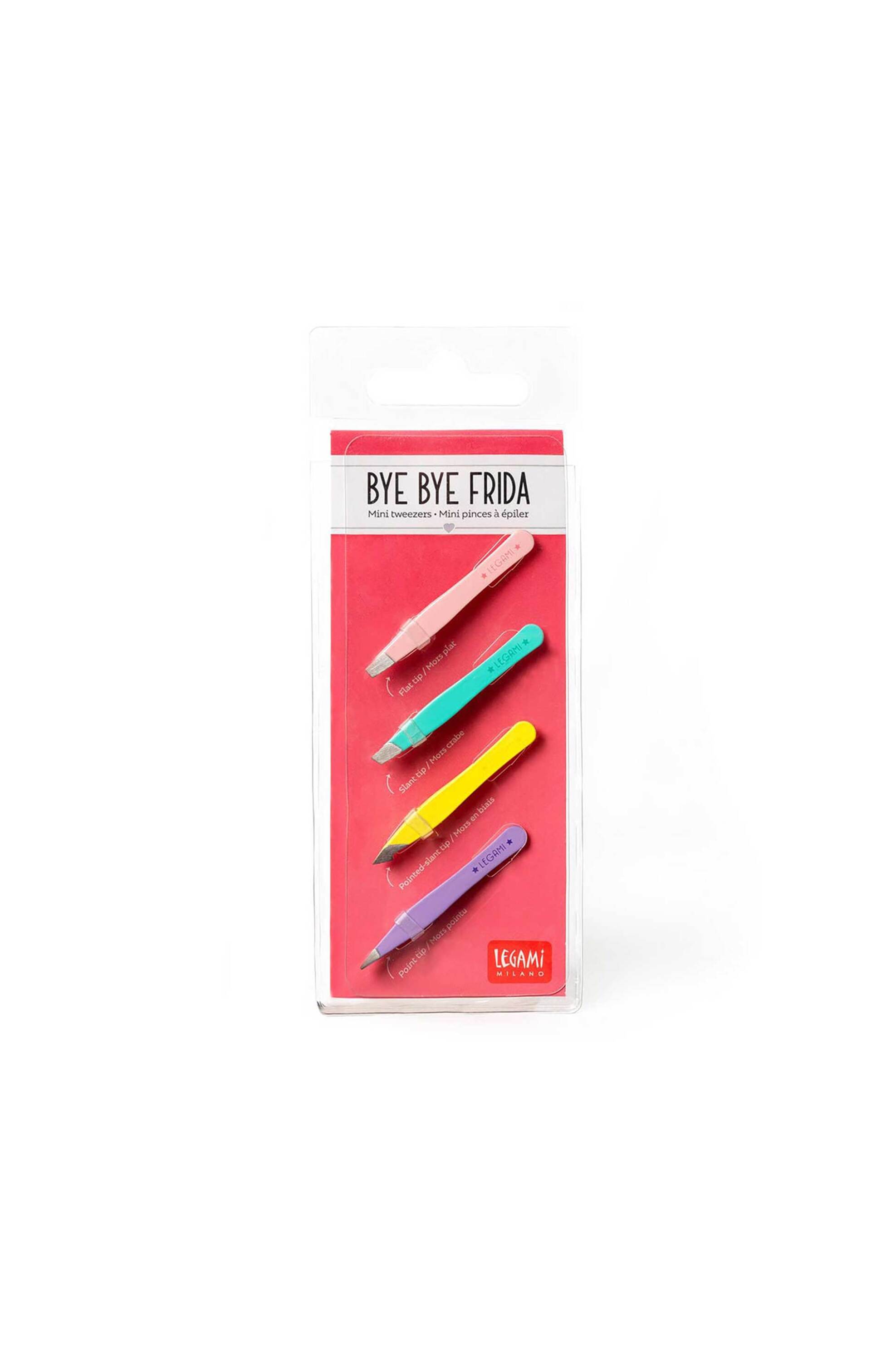 Legami Set of 4 Multicolour Mini Tweezers - Bye Bye Frida