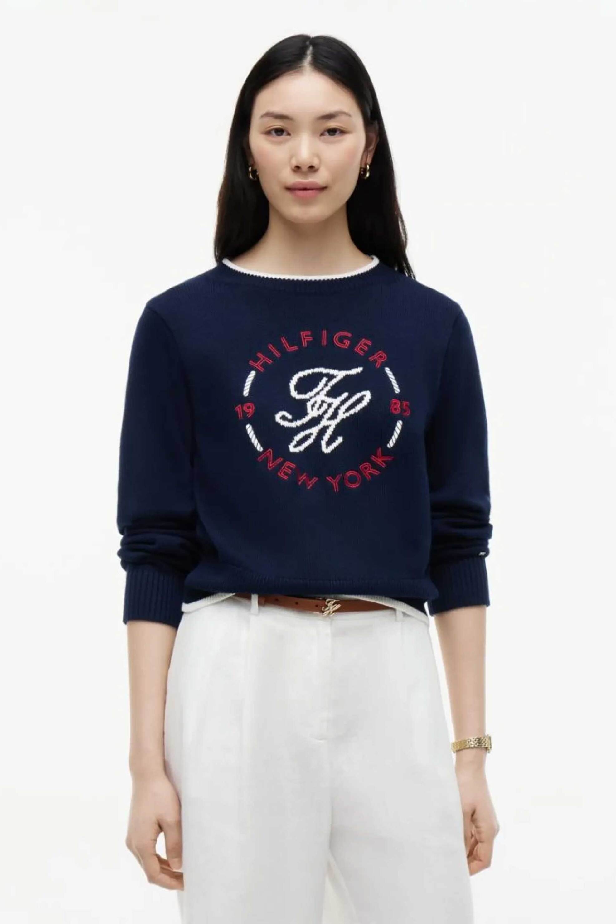 Tommy Hilfiger γυναικεία πλεκτή μπλούζα με λογότυπο Relaxed Fit