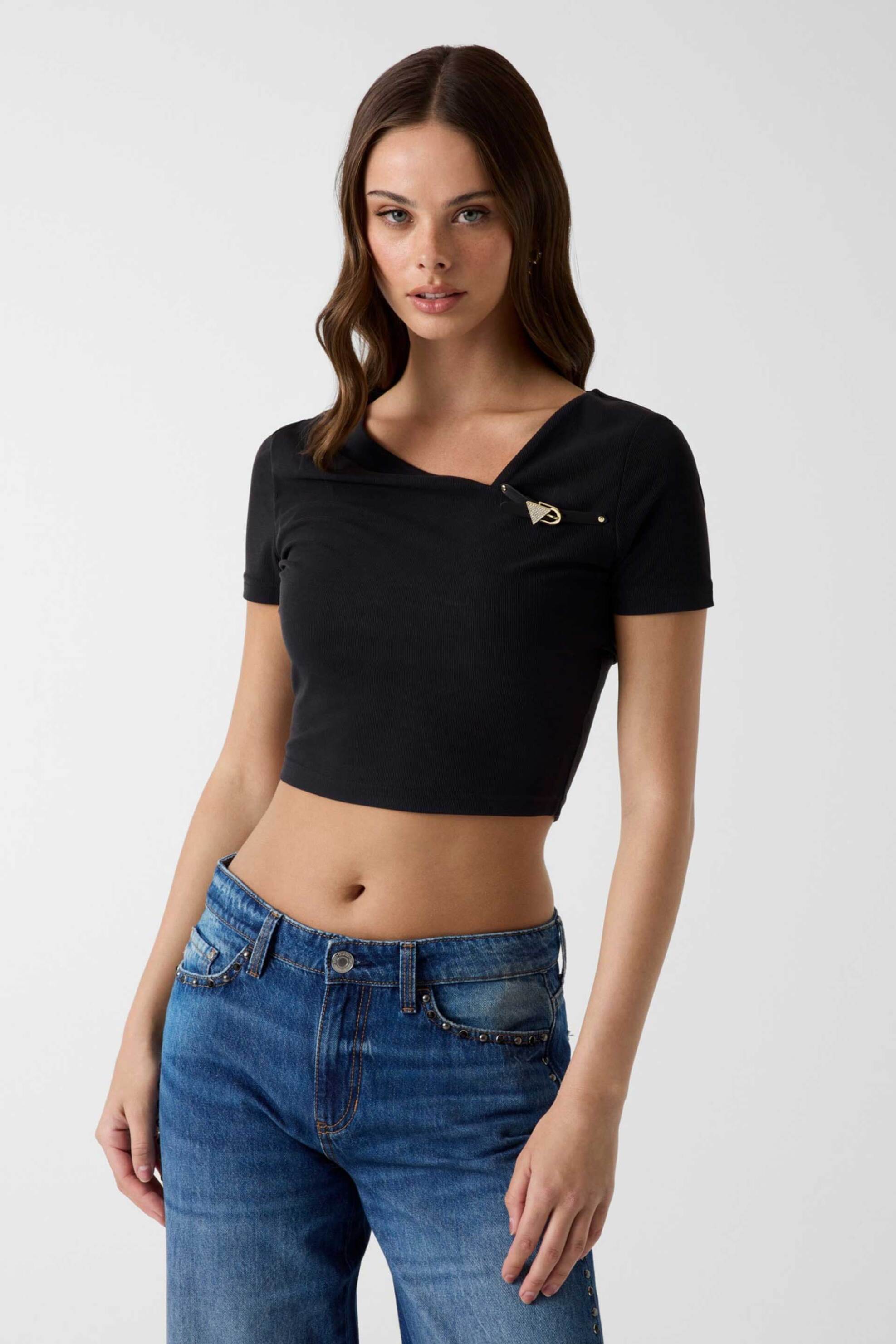 Guess γυναικείο cropped τοπ ασύμμετρο Slim Fit "Karole"