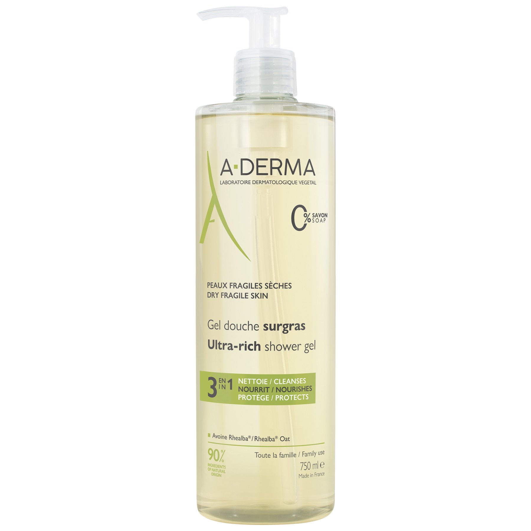 A-Derma Ultra Rich 3-in-1 Shower Gel Εξαιρετικά Πλούσιο Τζελ Καθαρισμού για το Ξηρό Δέρμα 750ml