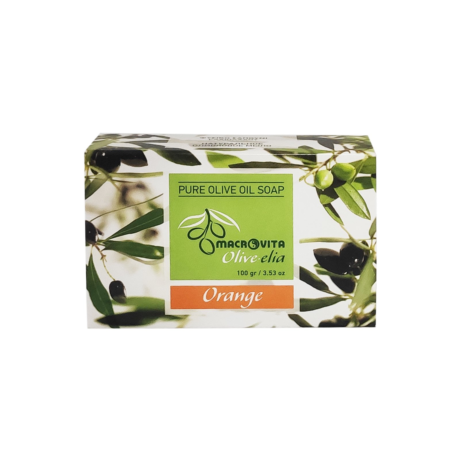 Macrovita Pure Oilve Oil Soap Σαπούνι Ελιάς σε Πλάκα 100g - Πορτοκάλι