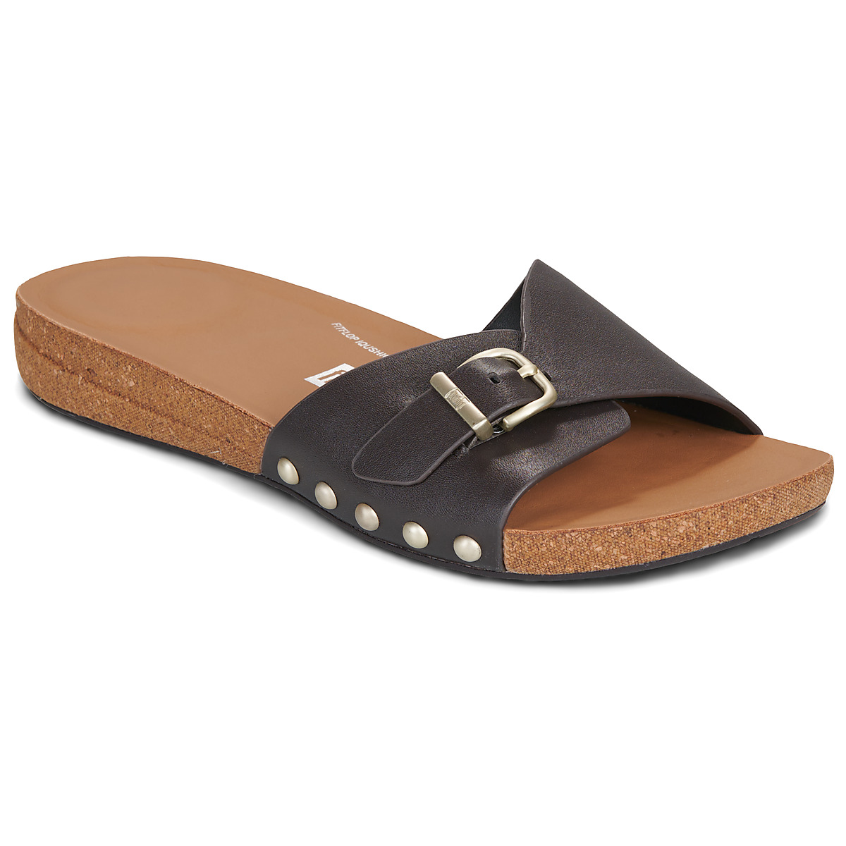 Mules FitFlop IQUSHION ADJUSTABLE BUCKLE LEATHER SLIDES