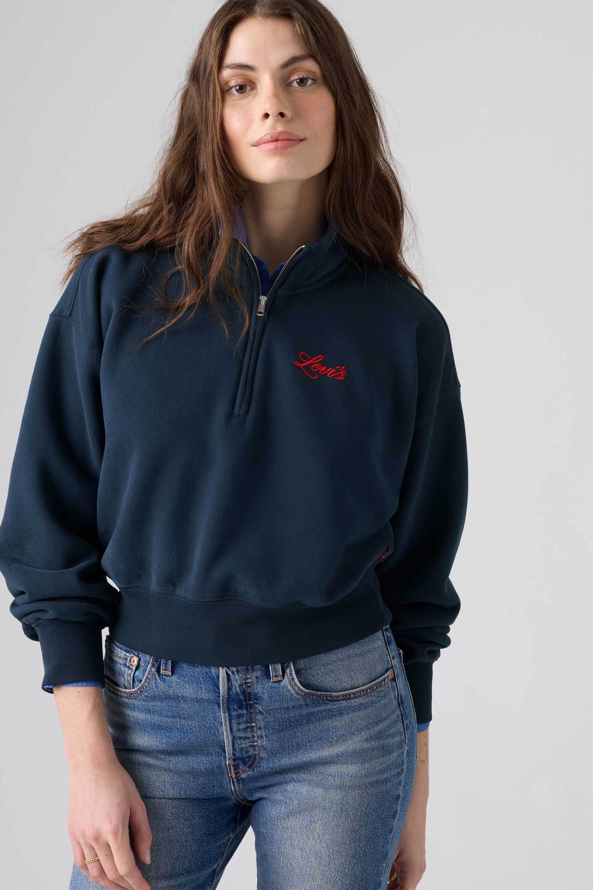 Levi's® γυναικεία μπλούζα φούτερ με 1/2 φερμουάρ και λογότυπο Relaxed Fit "Graphic Vintage '80s"