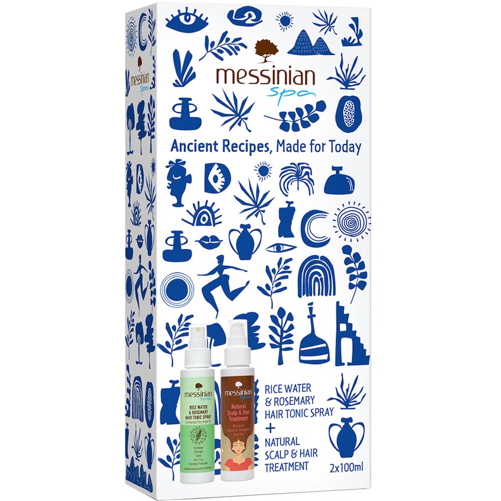 Messinian Spa Promo Rice Water & Rosemary Hair Tonic Spray 100ml & Natural Scalp & Hair Treatment 100ml