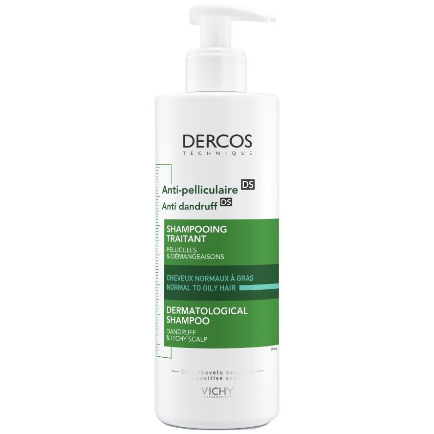 Vichy Dercos Anti-Dandruff Dermatological Shampoo for Normal to Oily Hair Σαμπουάν Κατά της Ξηροδερμίας για την Καταπολέμηση της Λιπαρής Πιτυρίδας & της Φαγούρας του Τριχωτού με Αντλία 390ml