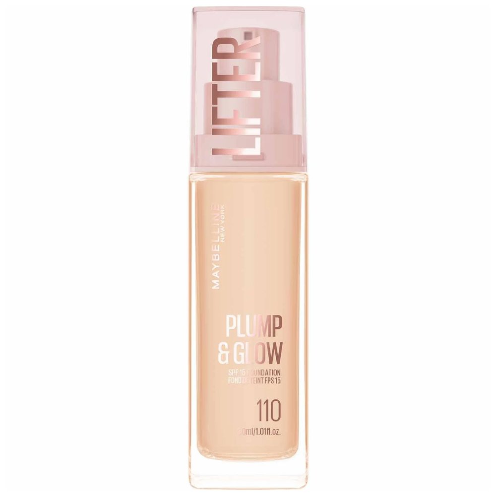 Maybelline Lifter Plump & Glow Spf15 Foundation Ενυδατικό Foundation Μεσαίας Προστασίας, 2% Νιασιναμίδη & Υαλουρονικό Οξύ για Γεμάτη & Φωτεινή Όψη Όλη Μέρα 30ml - 110