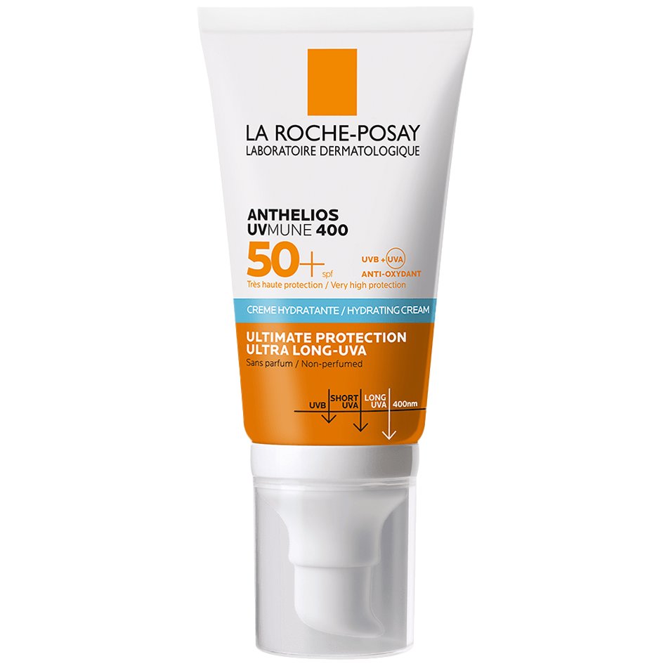 La Roche-Posay Anthelios UVMune 400 Hydrating Sun Cream Spf50+, Αντηλιακή & Ενυδατική Κρέμα Προσώπου Πολύ Υψηλής Προστασίας, Χωρίς Άρωμα 50ml