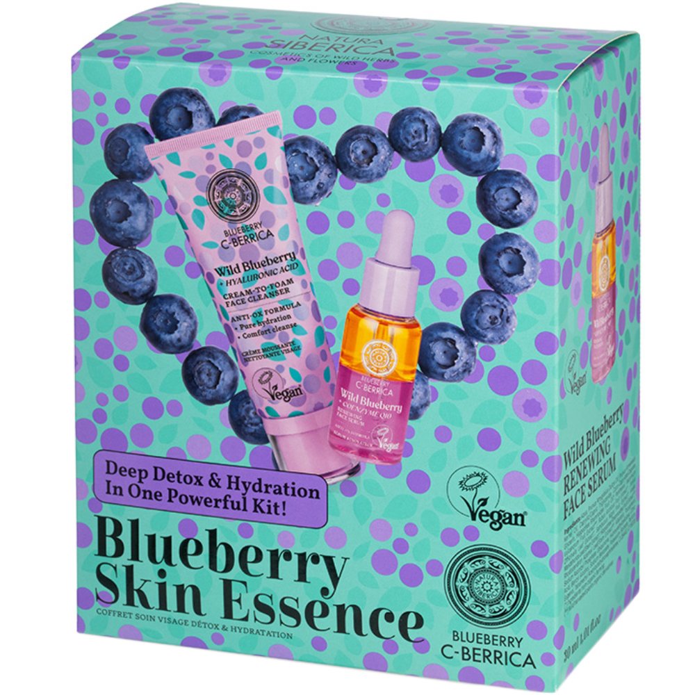 Natura Siberica Promo Anti-Ox Wild Blueberry Hyaluronic Acid Cream to Foam Face Cleanser 100ml & Coenzyme Q10 Renewing Face Serum 30ml